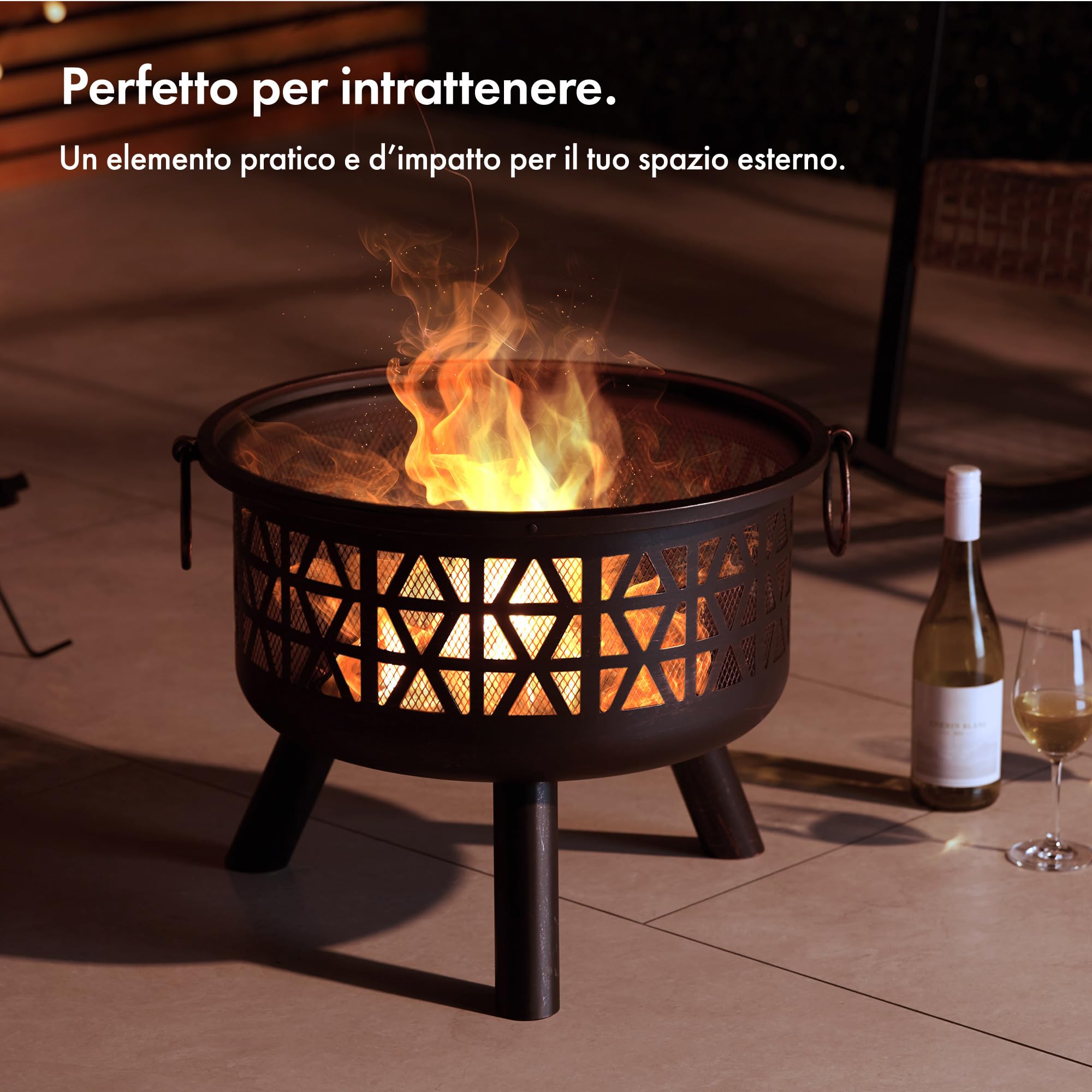 VonHaus Braciere geometrico bronzo 54,5 cm legna carbone