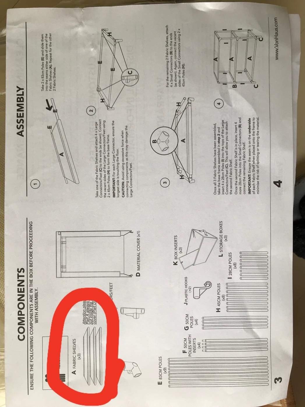 VonHaus Doppia Tela armadio in tela beige 3 cassetti