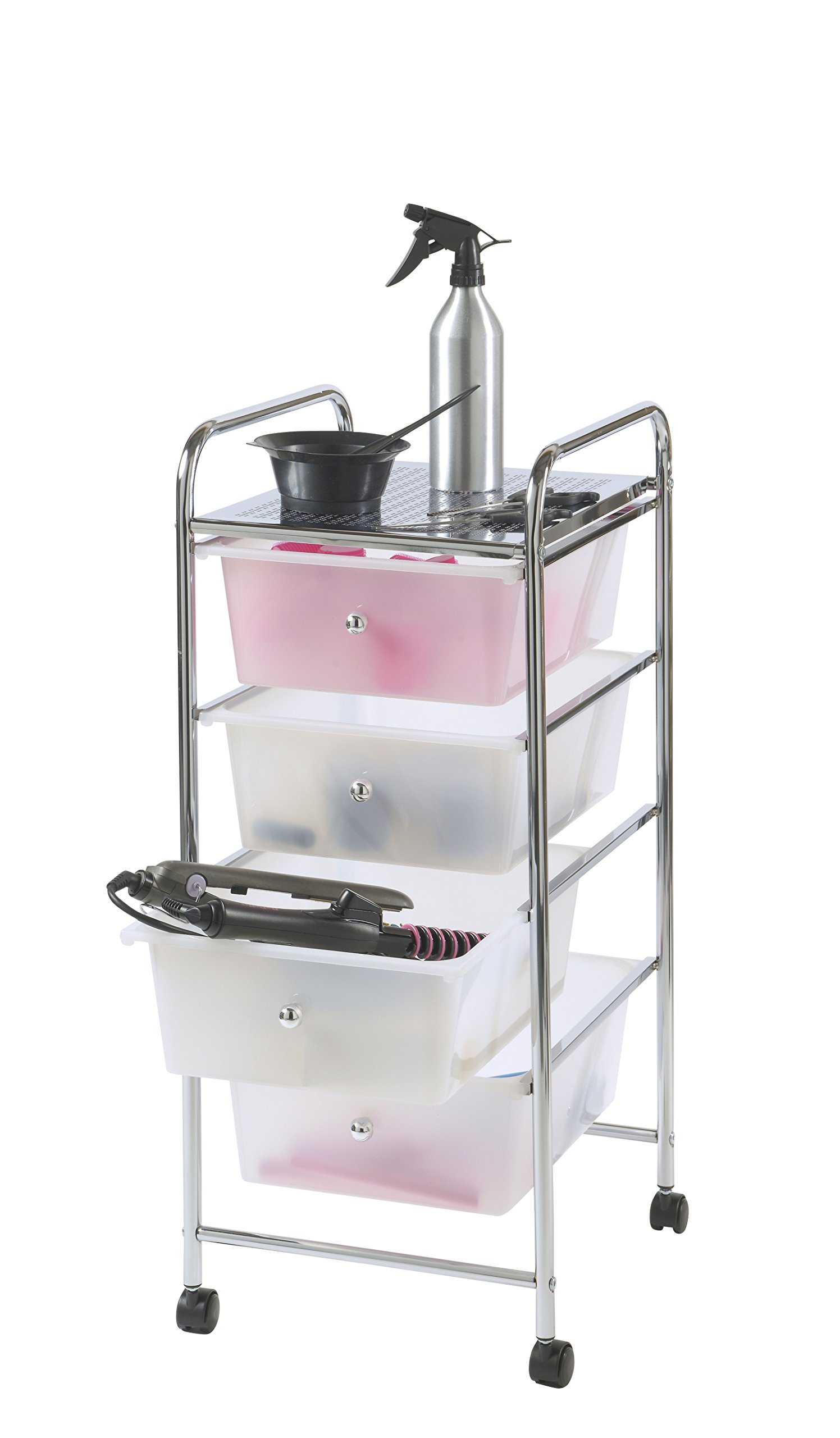 VonHaus Carrello 4 Cassetti Bianco con Ruote Salvaspazio