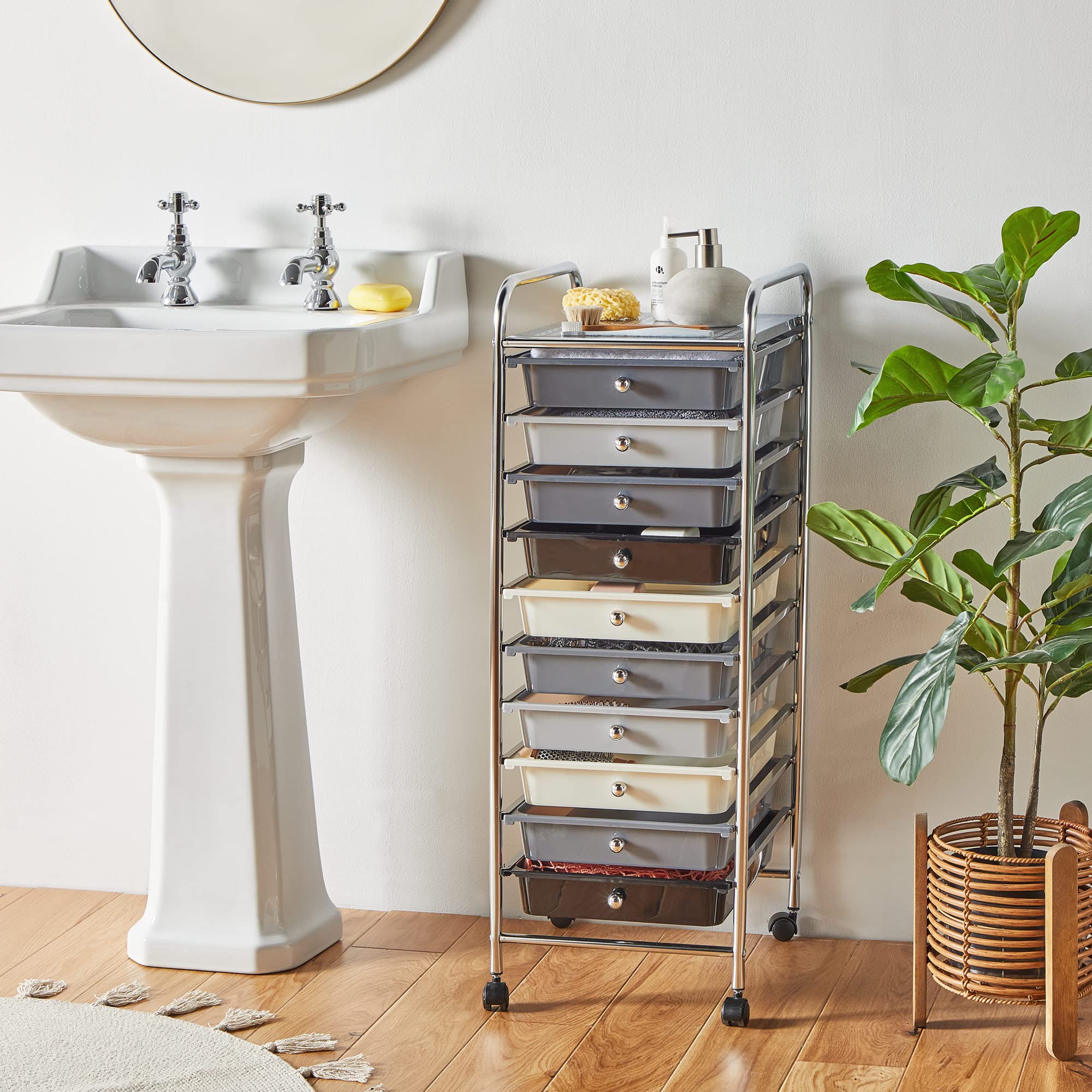 VonHaus Carrello 10 cassetti con ruote nero per ufficio