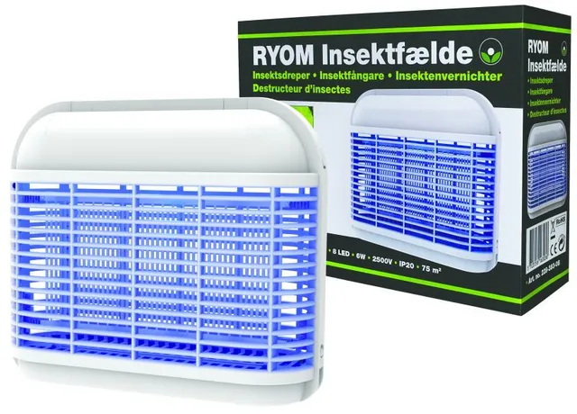 Ryom trappola mosche LED 6W elettrica 75 m2
