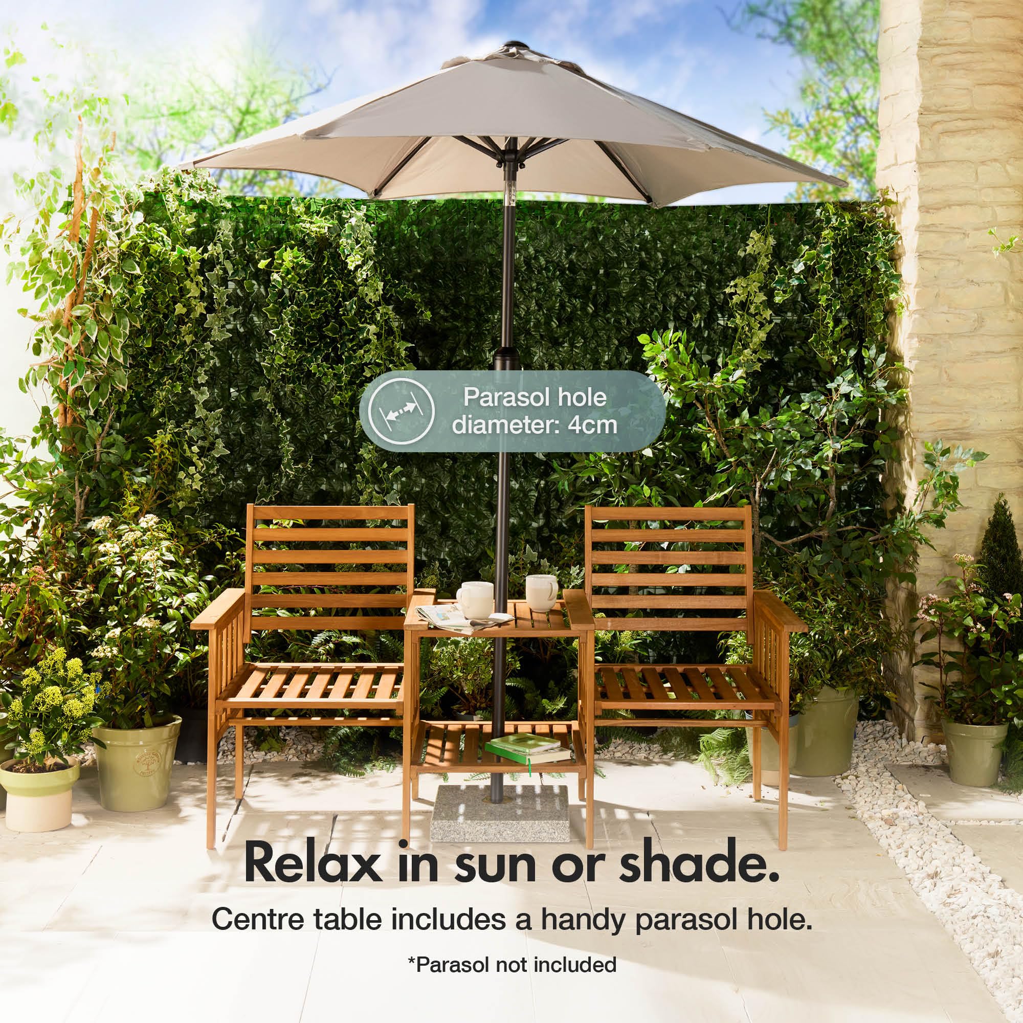 VonHaus Love Seat Collection Panchina Legno 2 posti