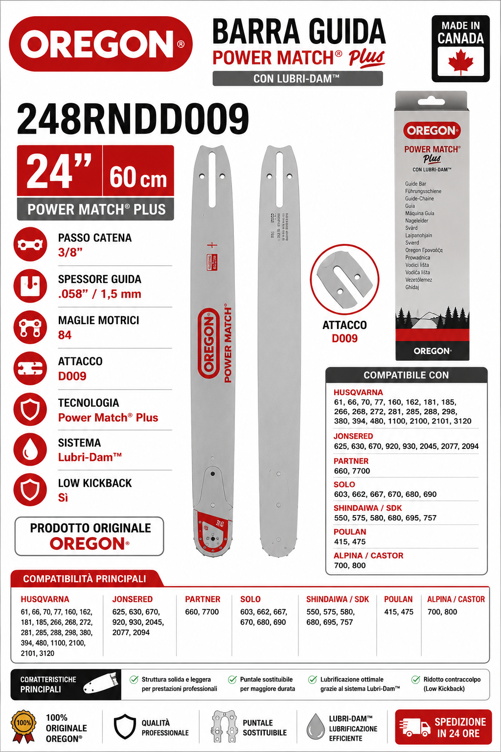 Oregon Power Match Plus 248RNDD009 Barra 60 cm