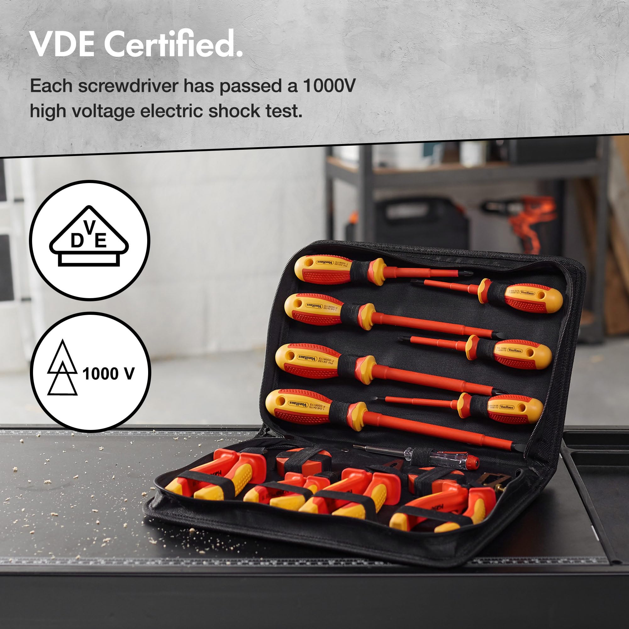VonHaus Set Utensili Isolati VDE 15 Pezzi 1000V