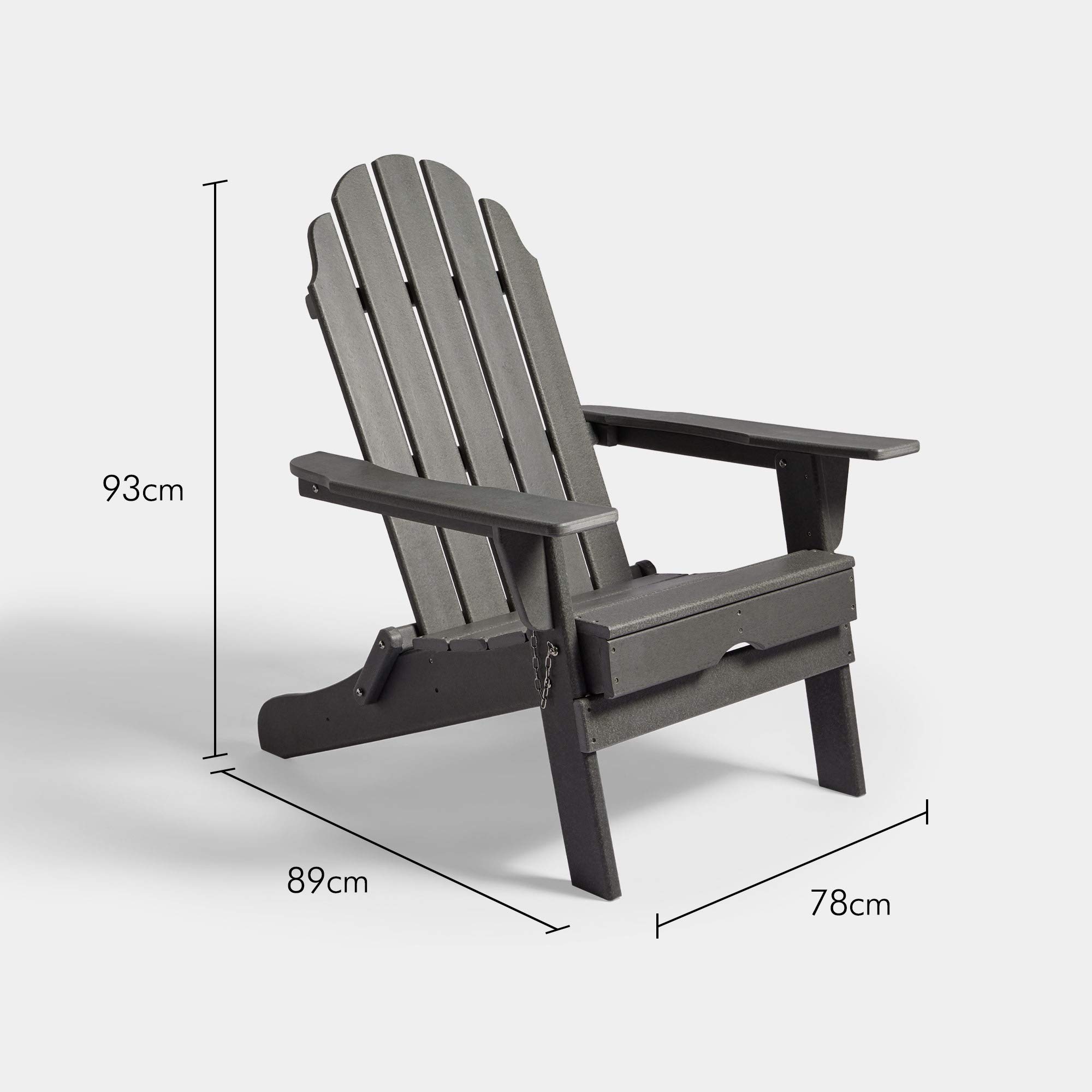 VonHaus Adirondack Set 2 Sedie Pieghevoli Grigio Plastica Riciclata