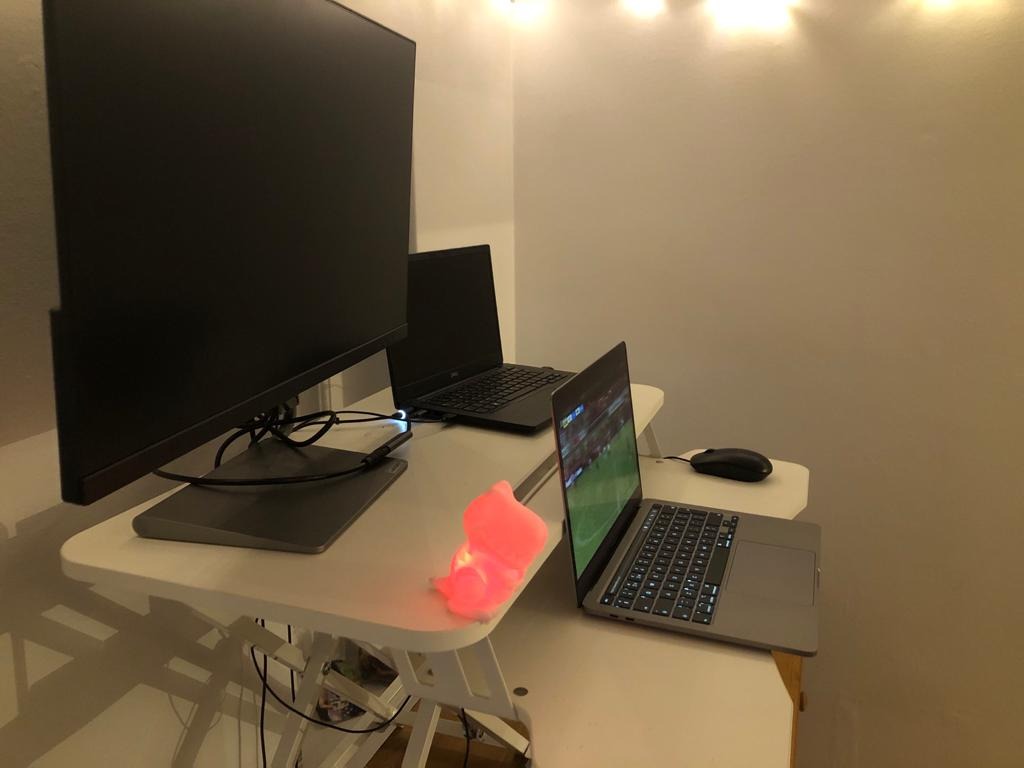 Vonhaus Sit-Stand postazione lavoro bianca a gas 2 ripiani