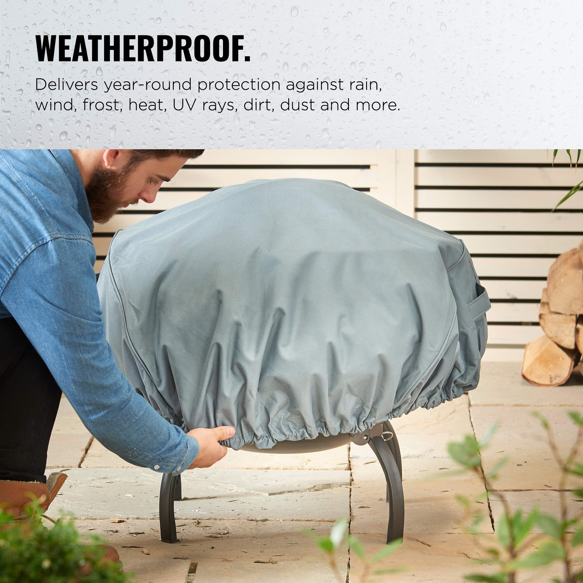 VonHaus Storm copertura braciere rotonda 130 cm grigia
