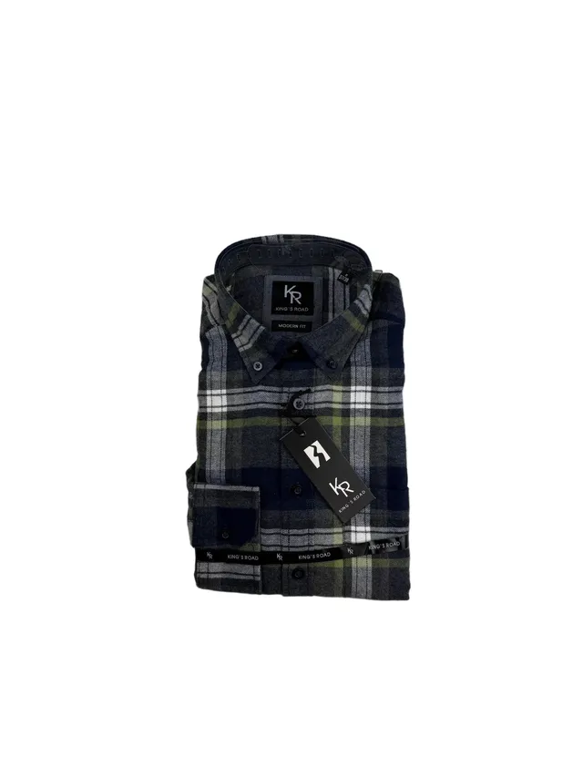 King's Road Major Camicia Flanella Uomo Grigio Blu