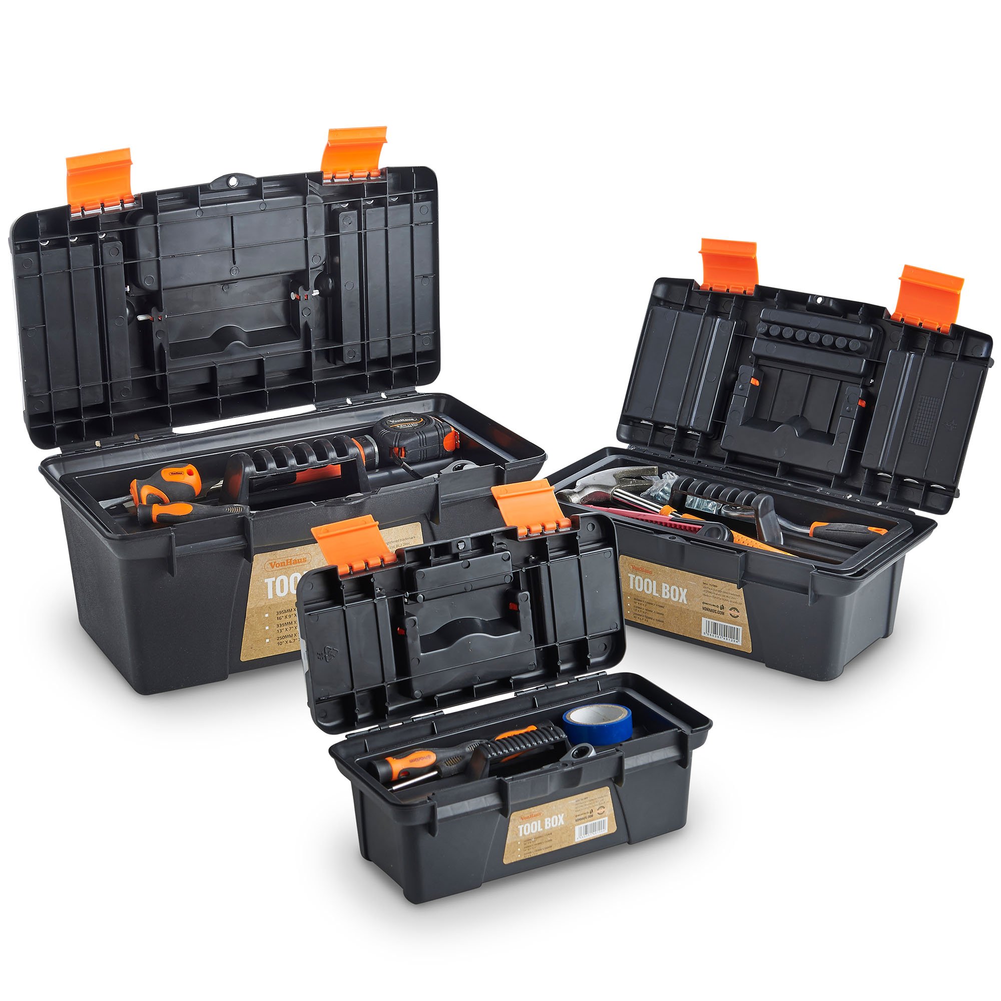 VonHaus Set 3 cassette Attrezzi Plastica 10" 13" 16,5"