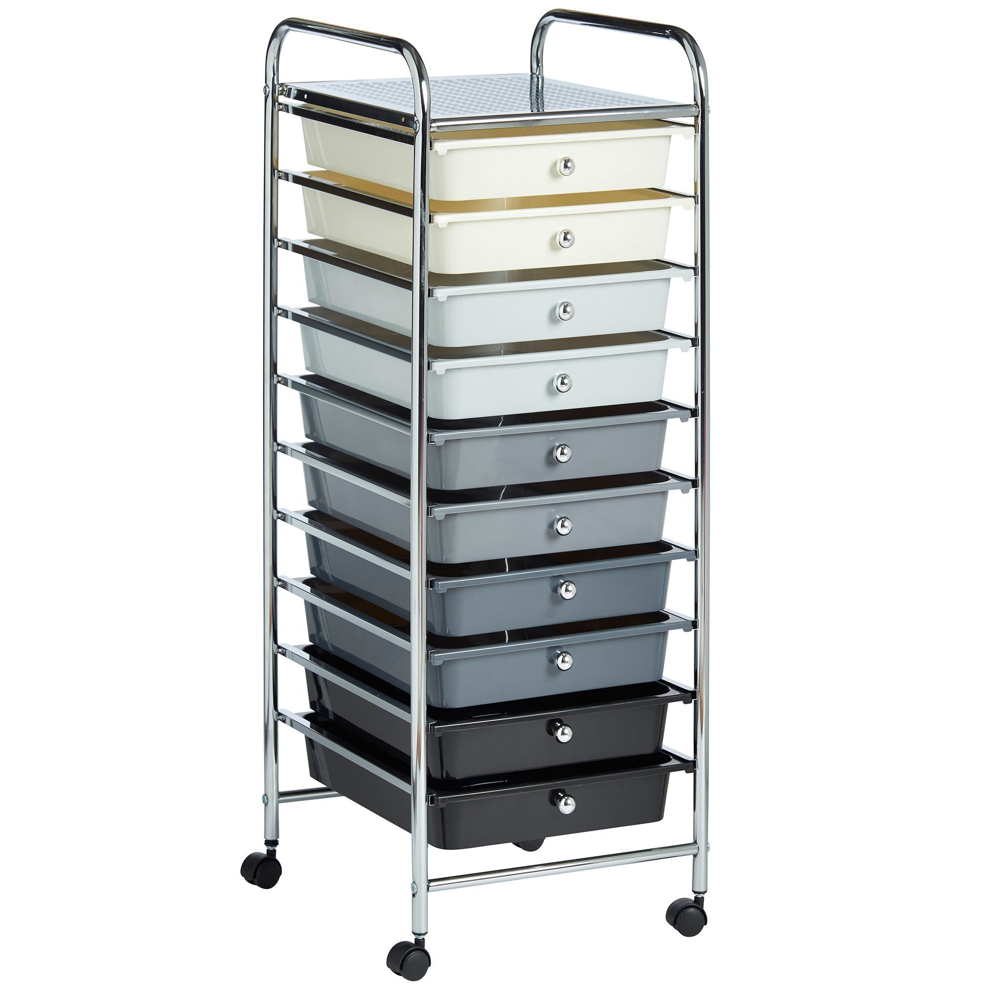 VonHaus Carrello 10 cassetti con ruote nero per ufficio