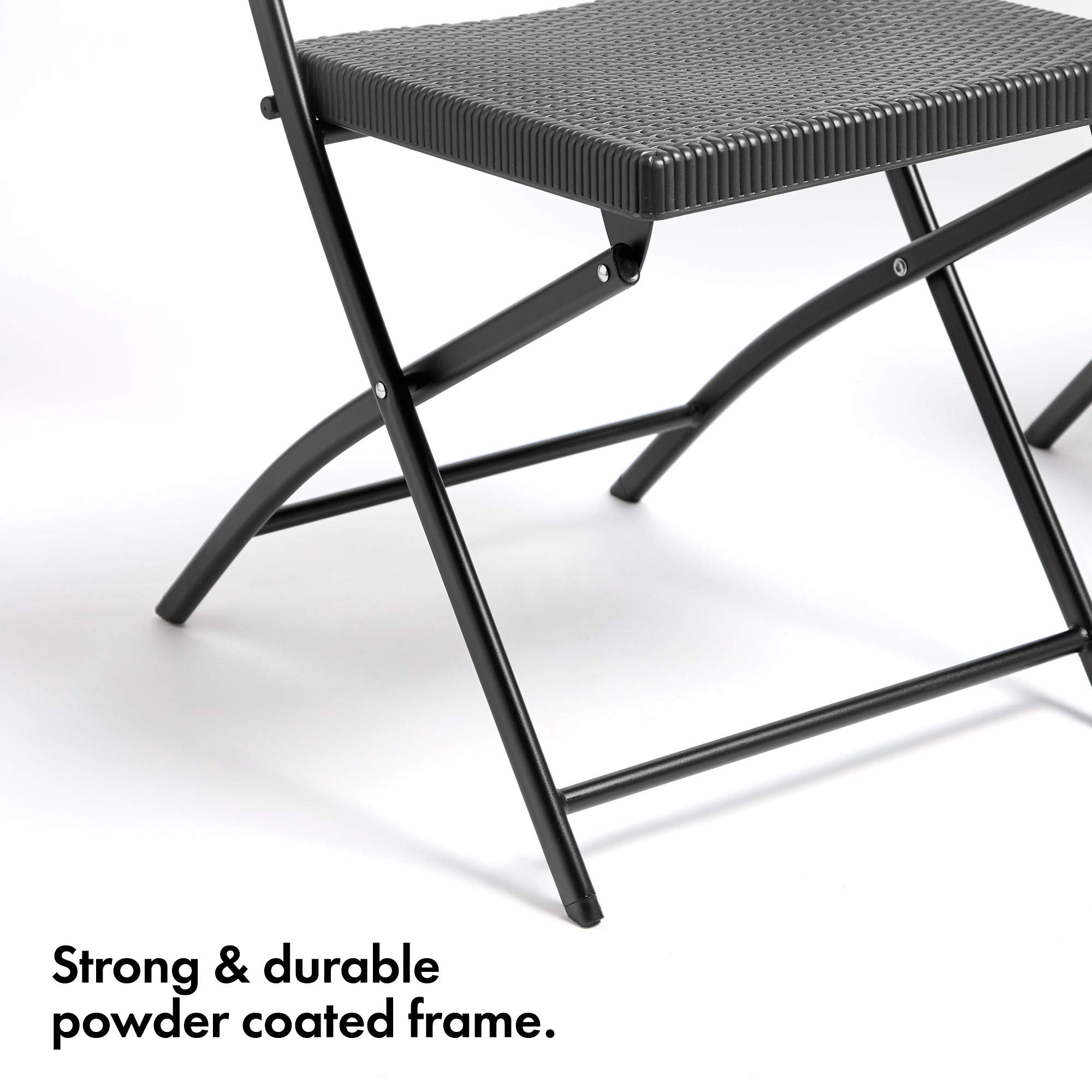 VonHaus set 2 sedie giardino pieghevoli rattan grafite