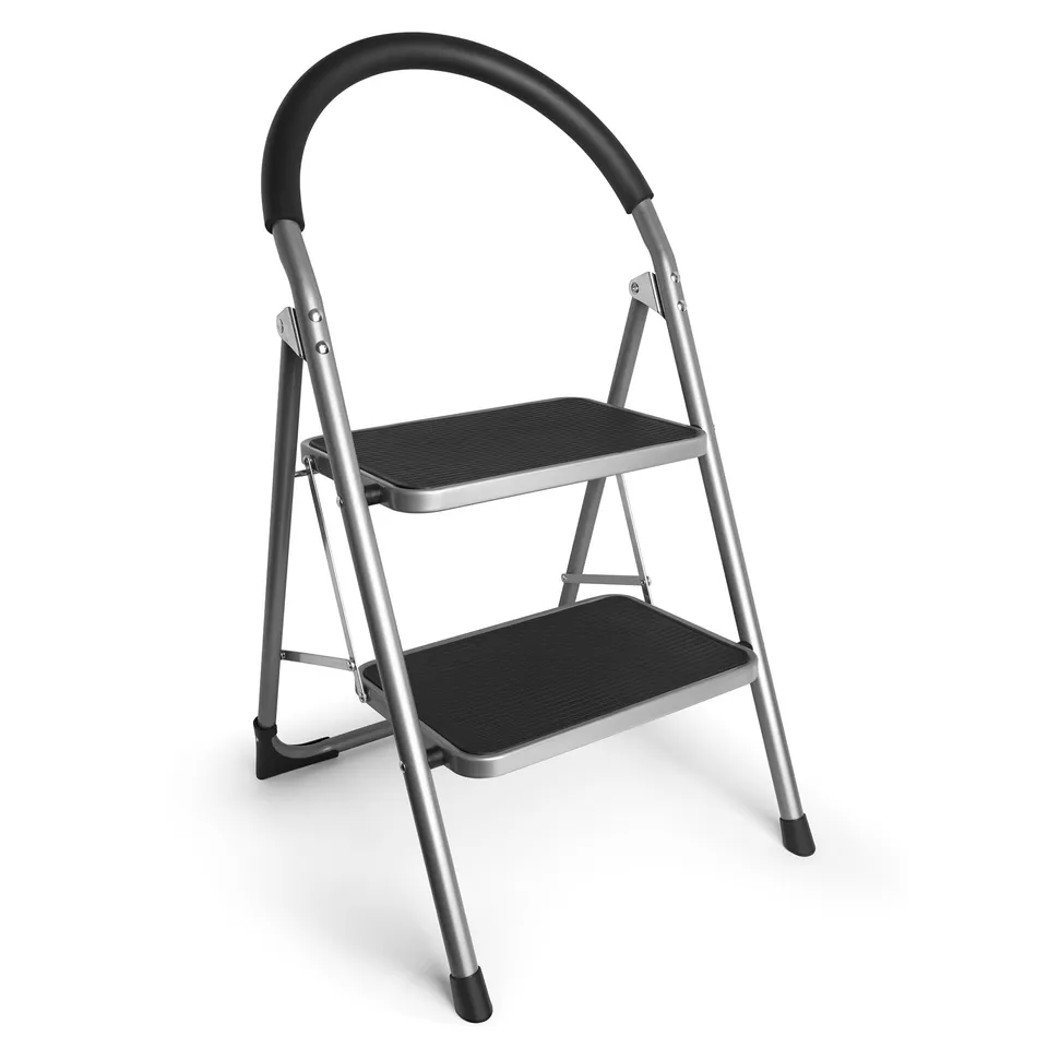 VonHaus Scala Acciaio 2 Scalini Pieghevole Antiscivolo Casa