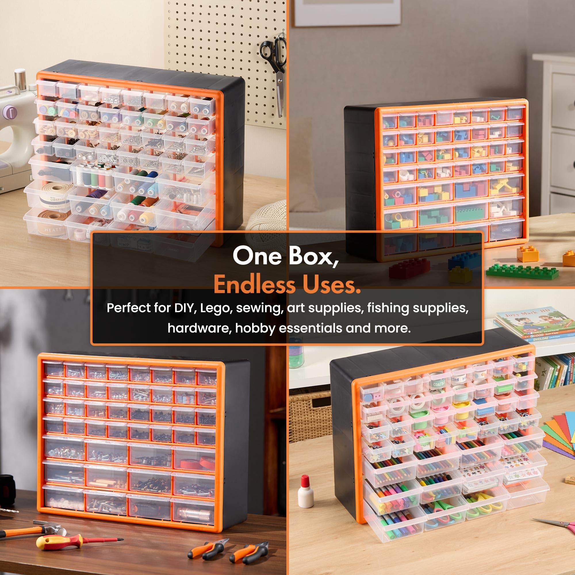 VonHaus Organizer 44 Cassettini Viti 50,5x16x39,5 cm Plastica
