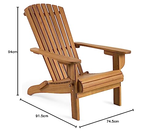 VonHaus Adirondack sedia da giardino pieghevole acacia oliata