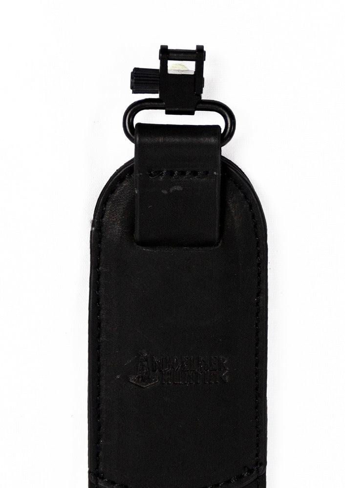 Cinghia fucile in pelle nera con porta cartucce