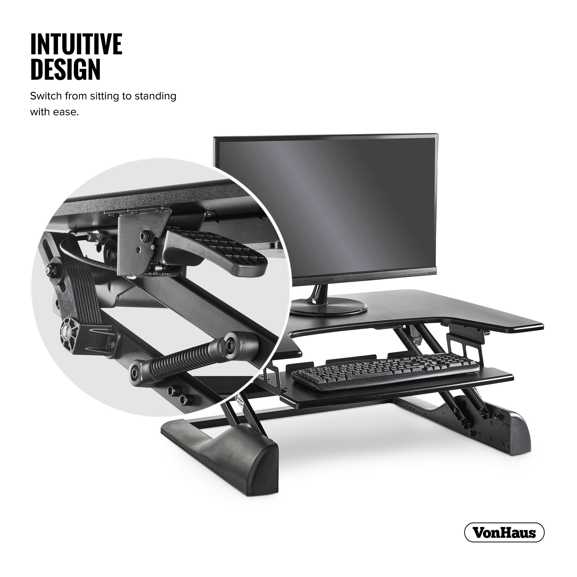 VonHaus postazione lavoro sit-stand due livelli nera