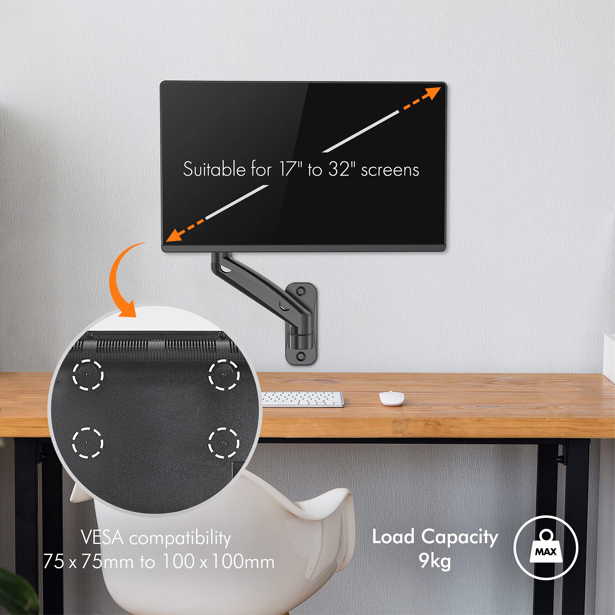 VonHaus Supporto monitor 17-27" braccio gas VESA 75 100