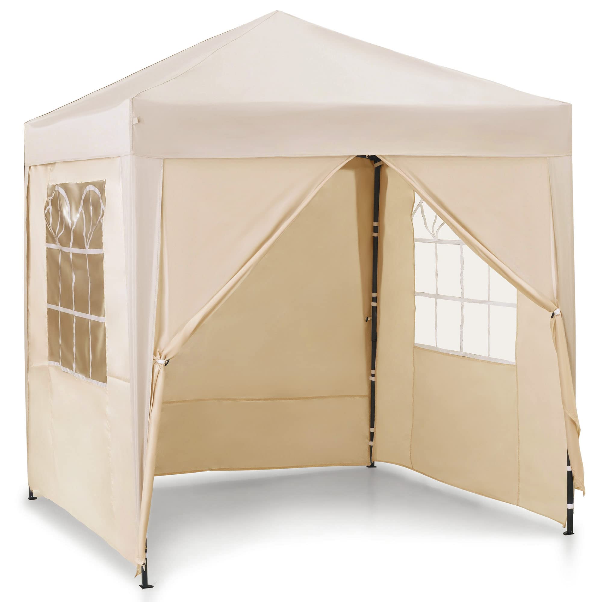 VonHaus Gazebo Pop-Up 2x2 m Impermeabile Crema con 4 Pareti