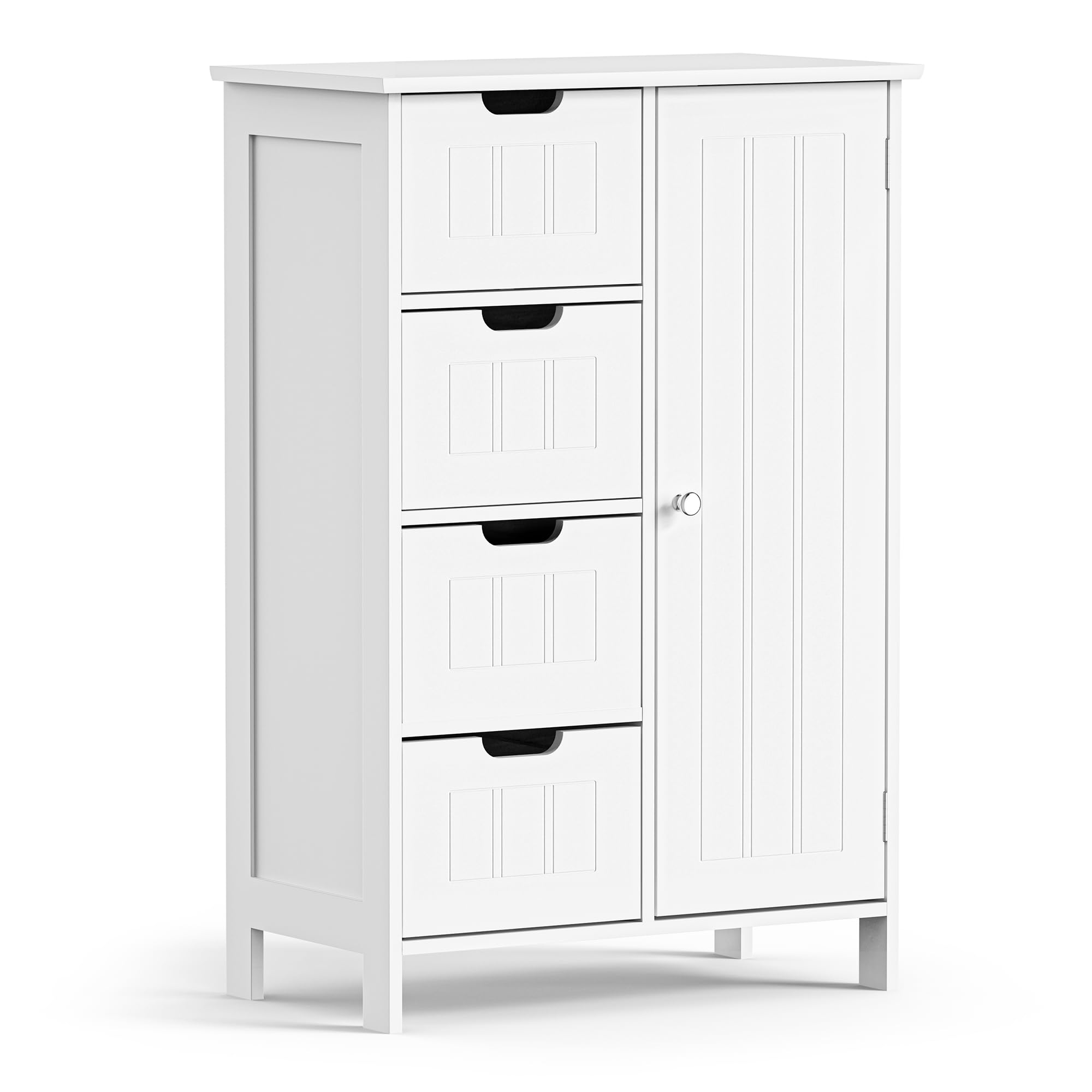 VonHaus Mobiletto 4 Cassetti Bianco 82 cm Stile Coloniale