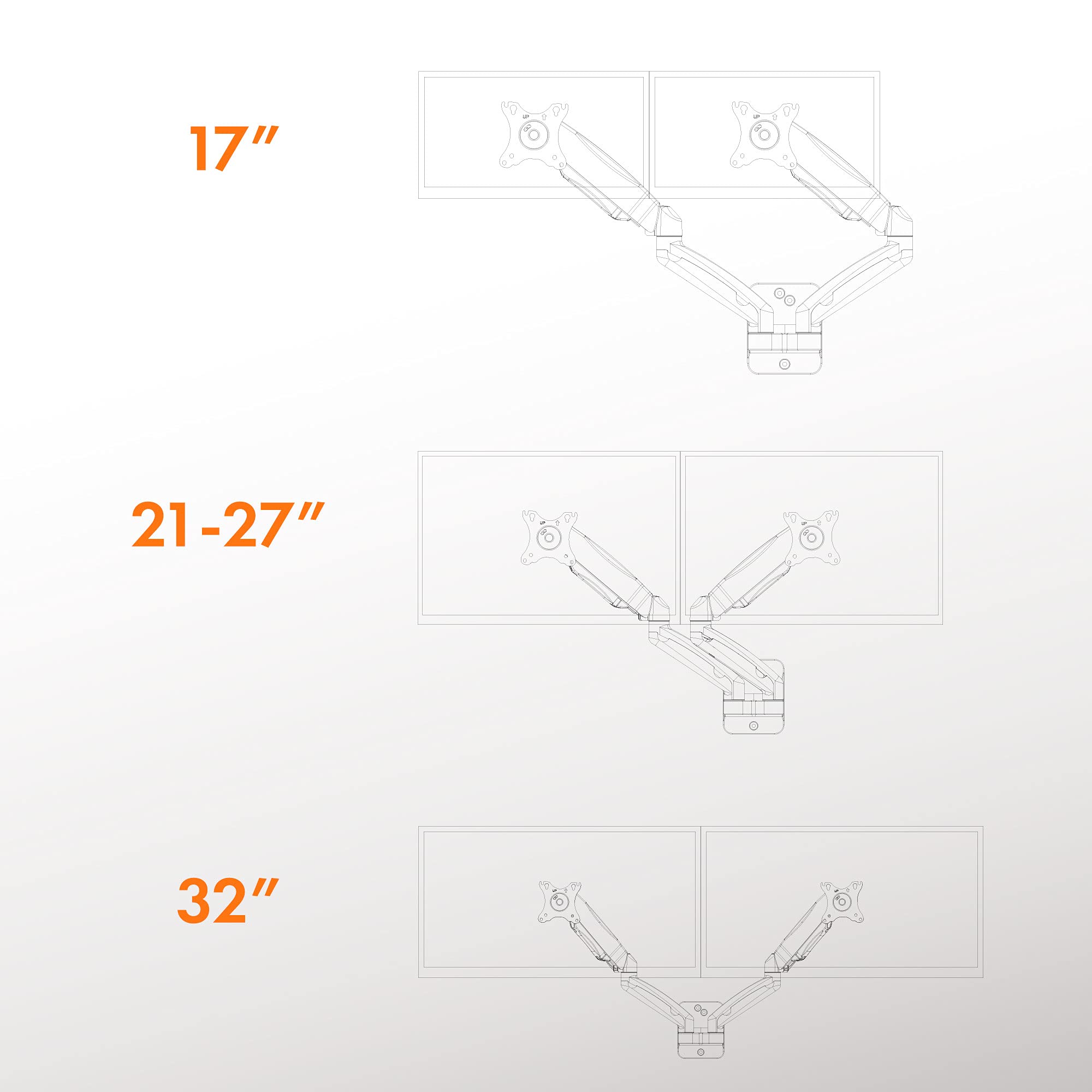 VonHaus Supporto parete doppio monitor 17-27 pollici VESA