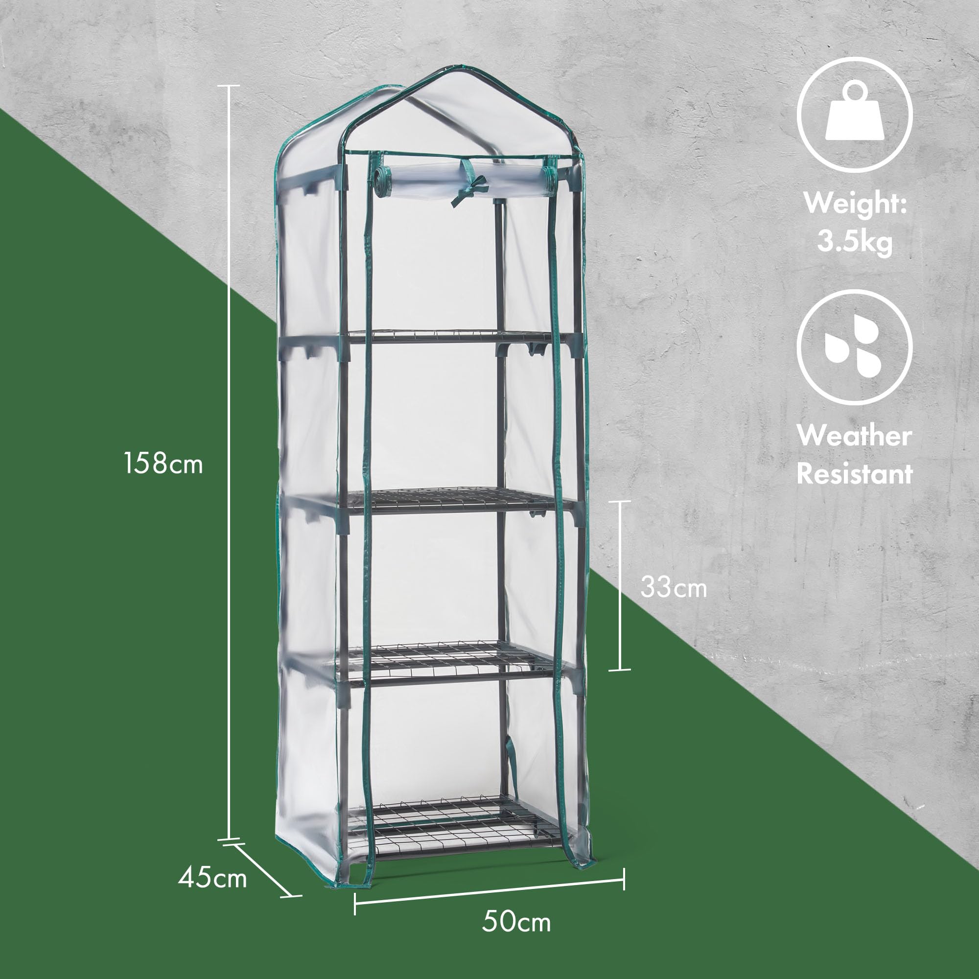VonHaus Mini Serra PVC 4 Ripiani 158x69x49 cm Acciaio