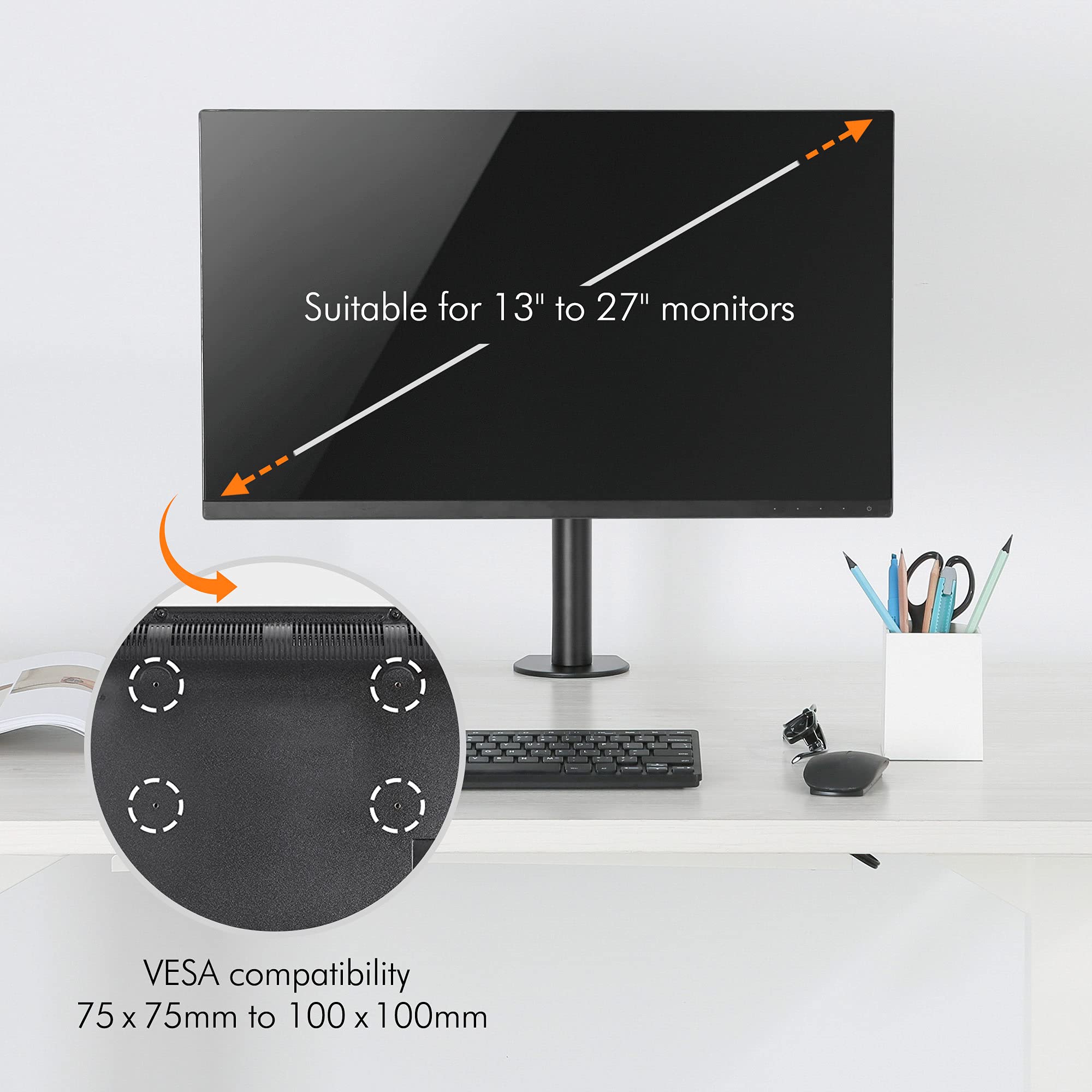 VonHaus Braccio Monitor Singolo a Morsetto VESA Nero