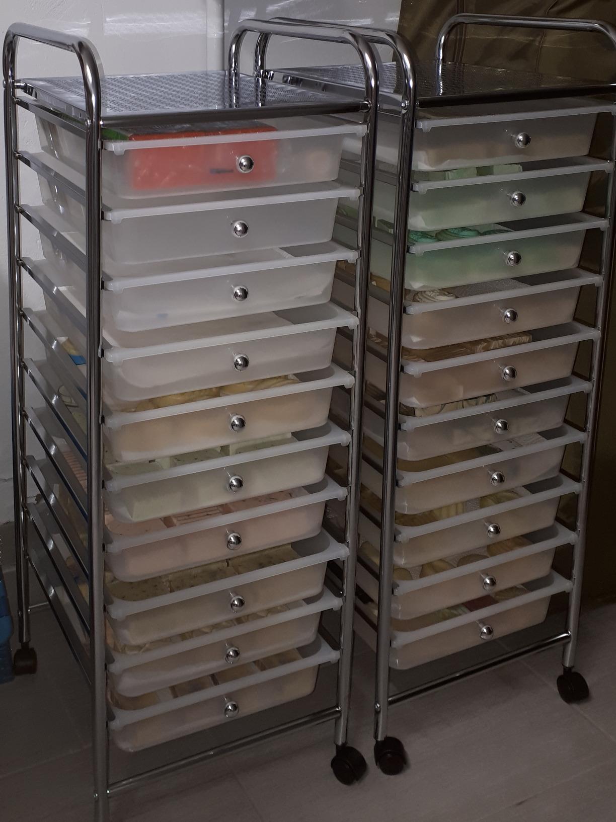 VonHaus carrello cassettiera 10 cassetti bianco con ruote