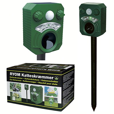 Ryom Scacciagatti Ultrasuoni Solare con Allarme e Flash