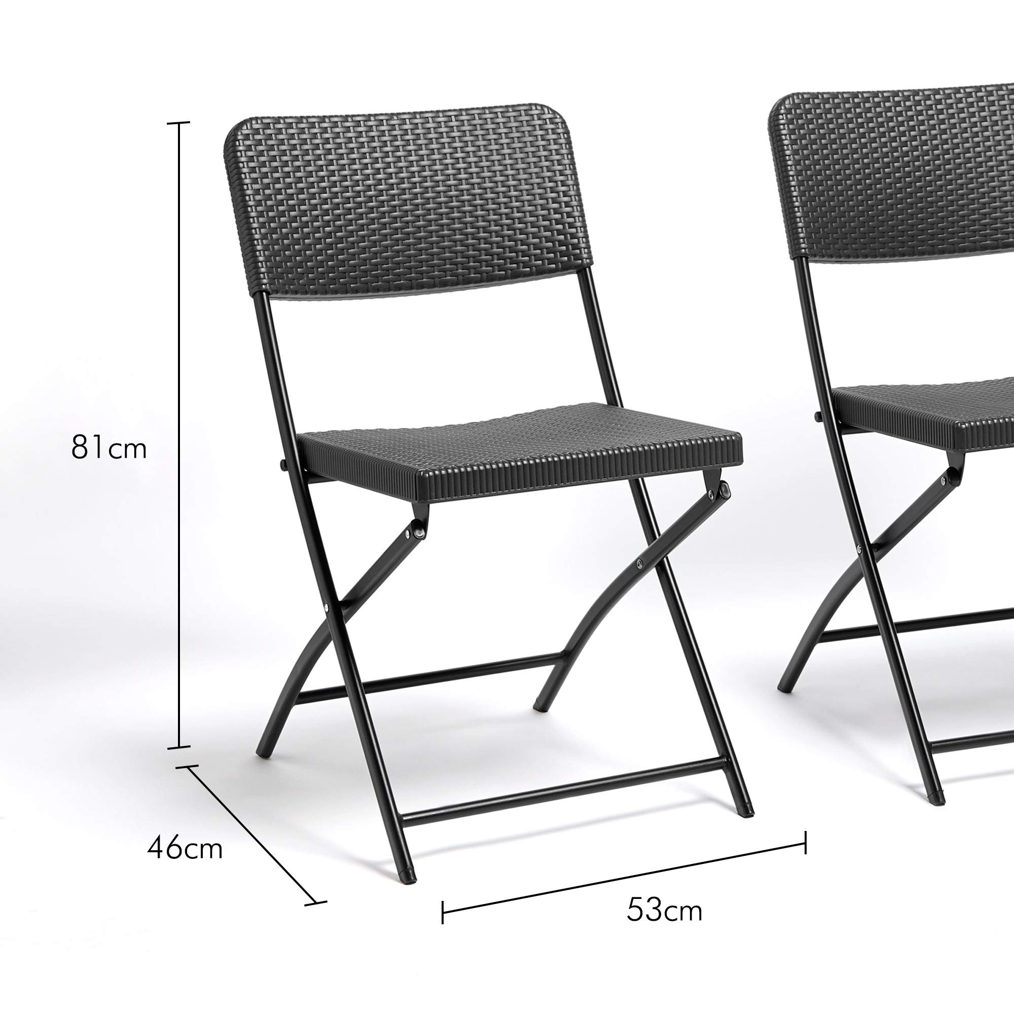 VonHaus set 2 sedie giardino pieghevoli rattan grafite