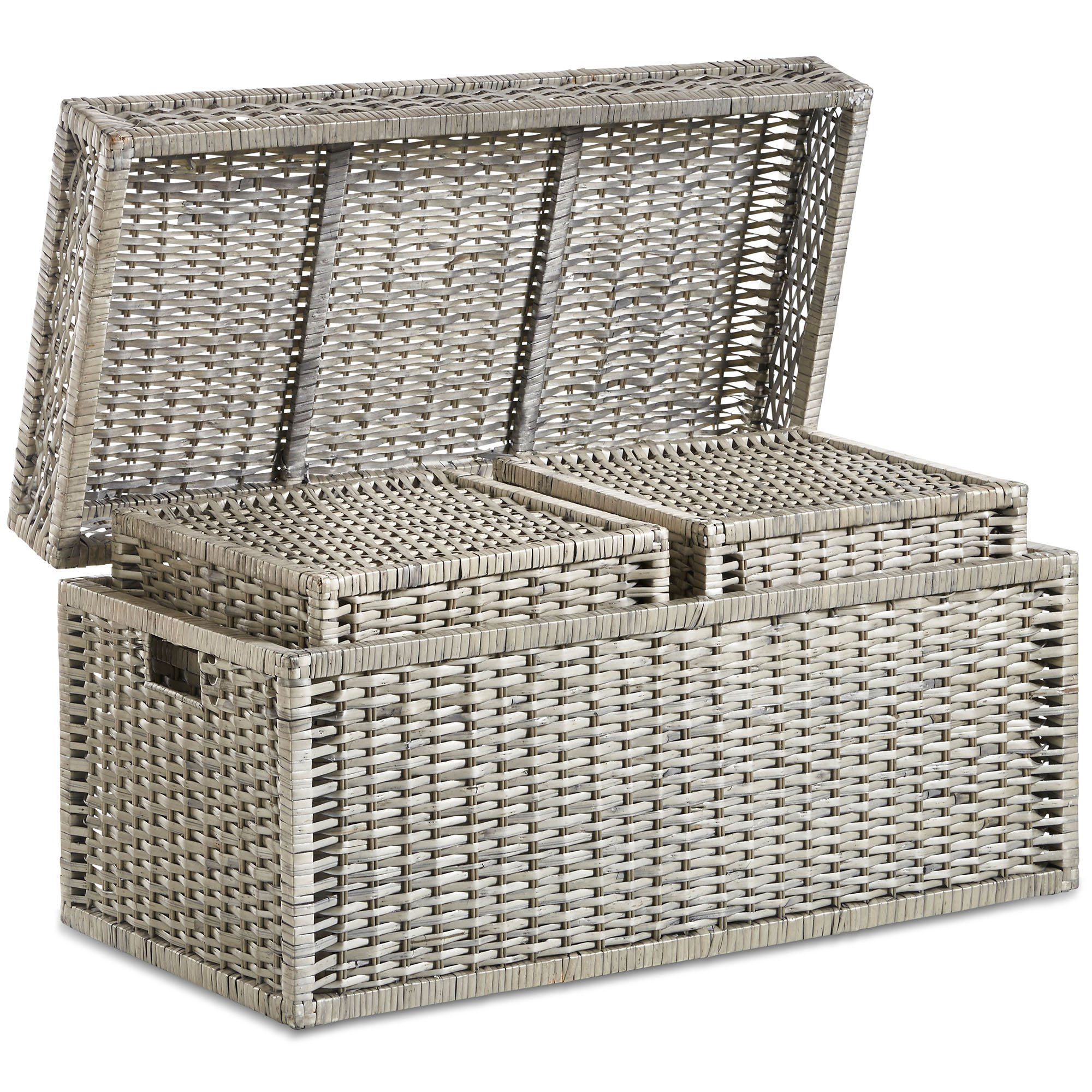 VonHaus Set 3 Bauli Vimini Grigio Pieghevole 84 cm