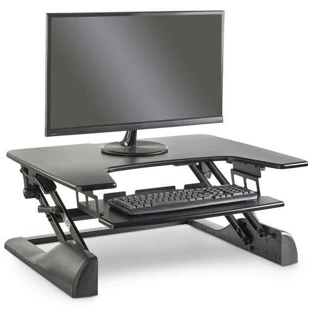 VonHaus postazione lavoro sit-stand due livelli nera