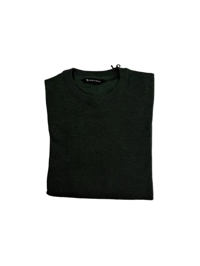 King's Road Becker O-Neck maglione uomo verde cotone