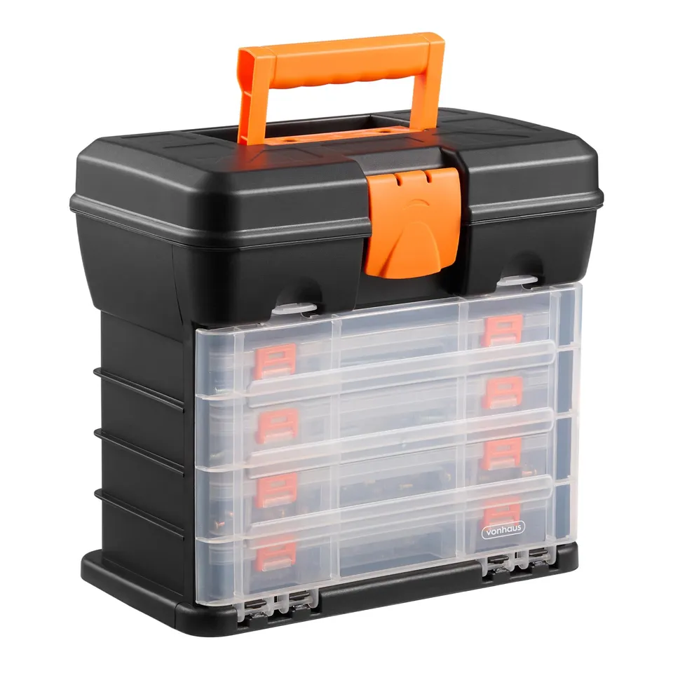 VonHaus Cassetta Attrezzi 4 Cassetti Divisori Portatile