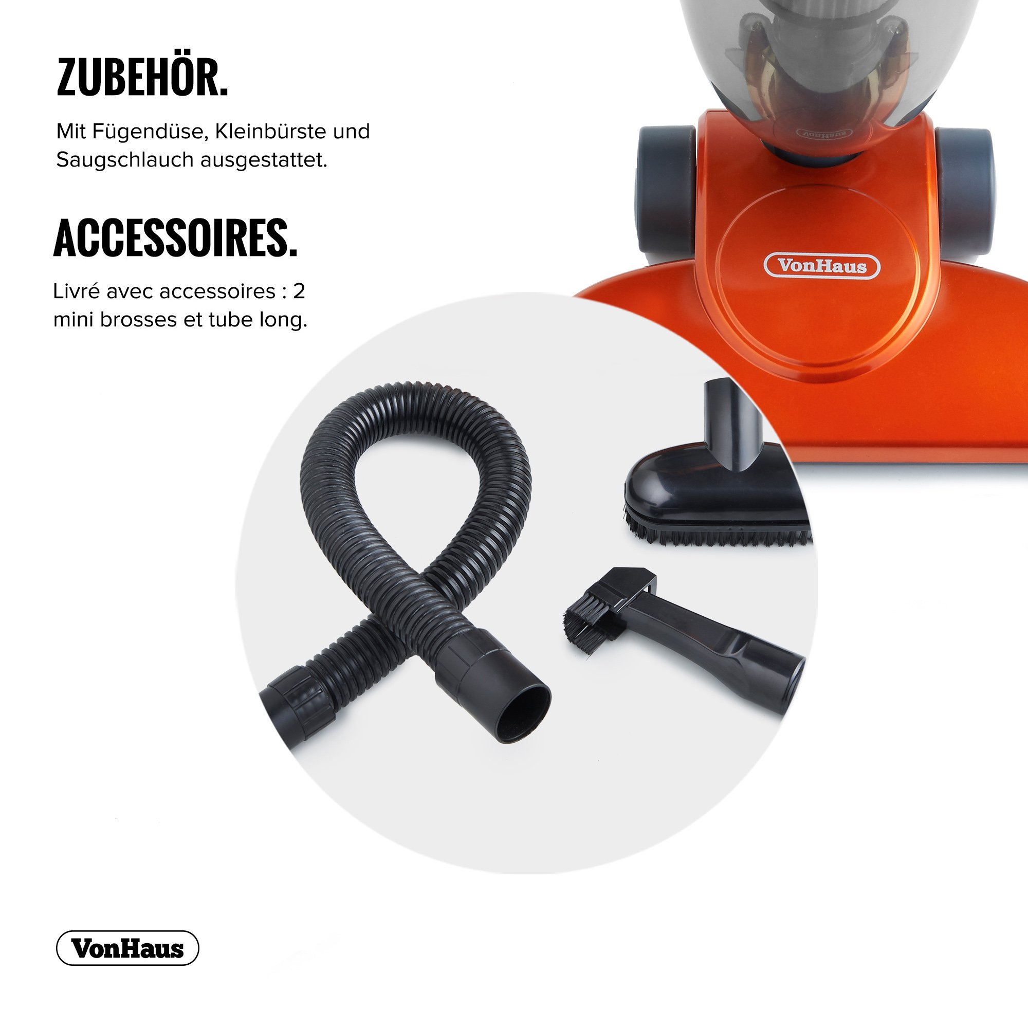 VonHaus Aspirapolvere Verticale 1000W 2 in 1 HEPA 1,3 L Senza Sacco