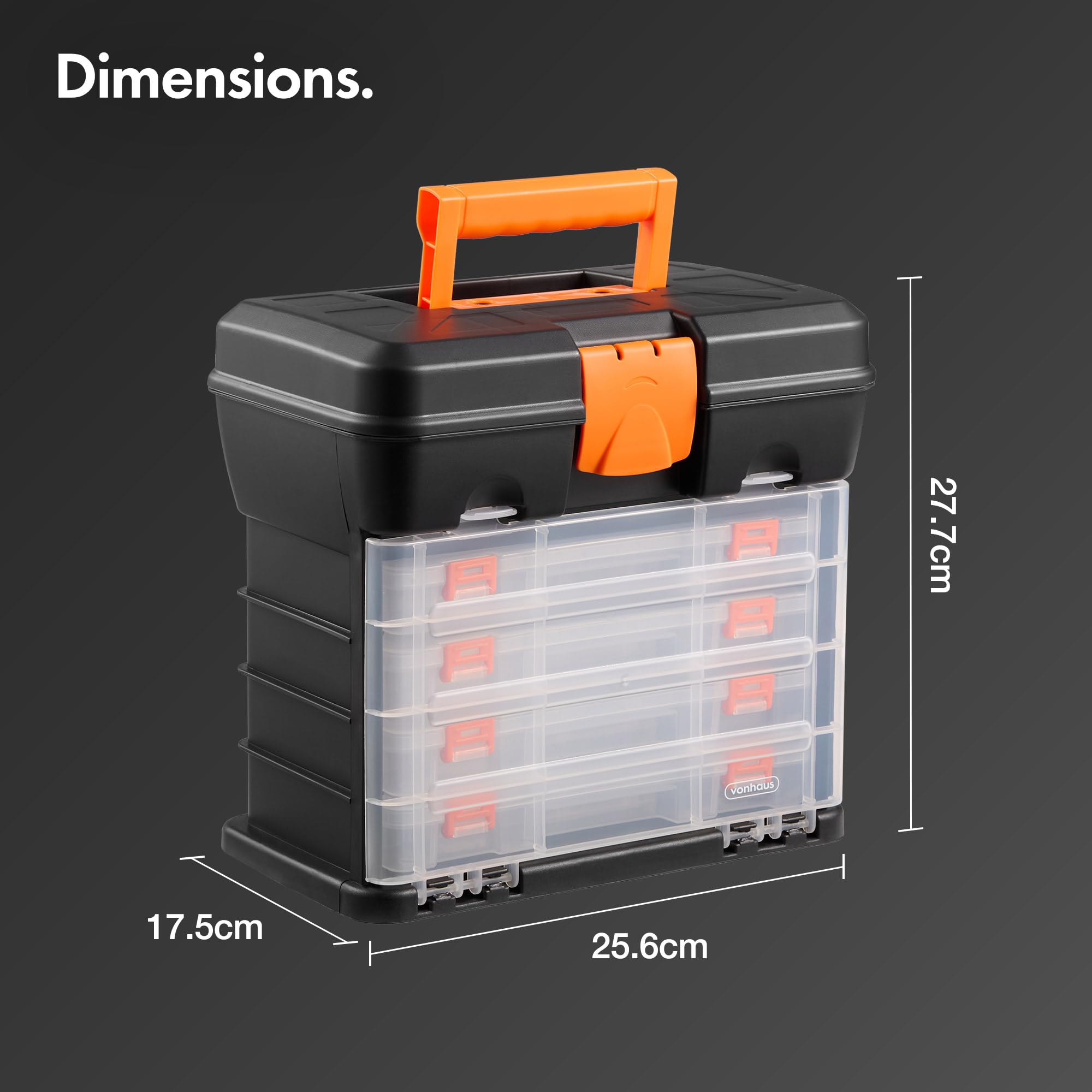 VonHaus Cassetta Attrezzi 4 Cassetti Divisori Portatile