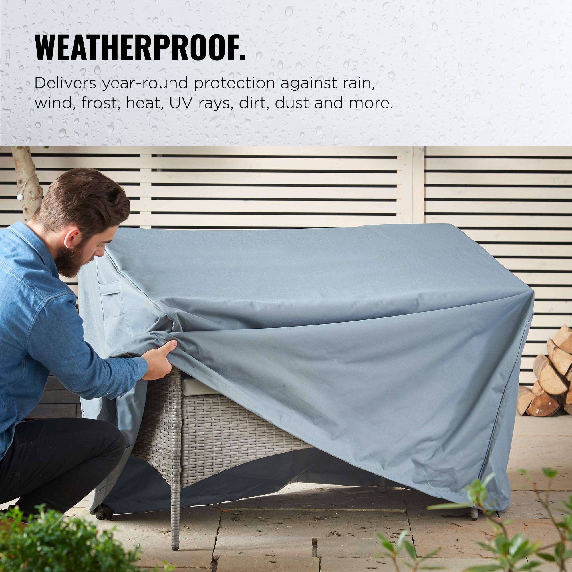 VonHaus Copertura Panca Giardino 2 Posti Grigia Impermeabile