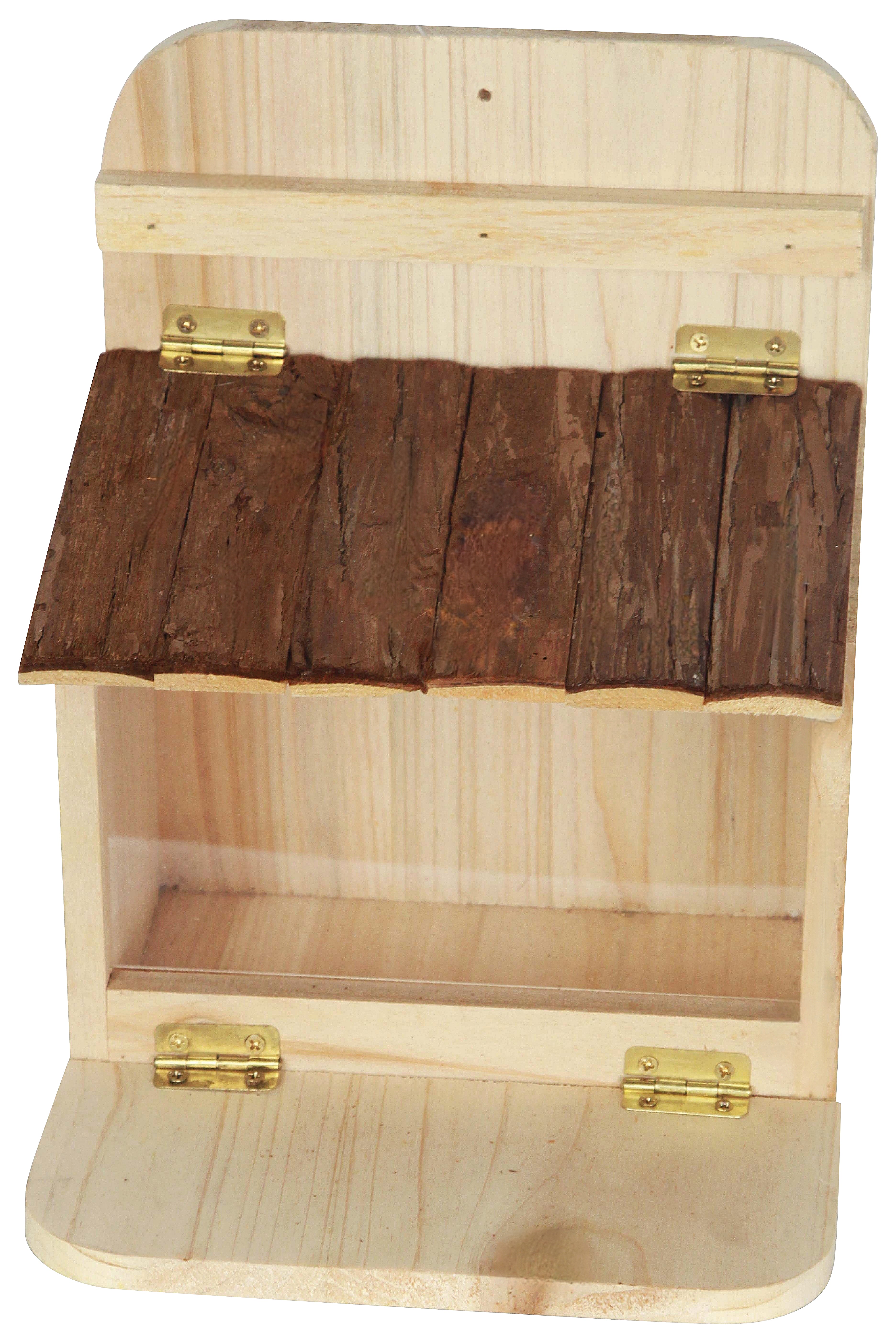 Ryom mangiatoia scoiattoli legno con tetto corteccia 19 cm