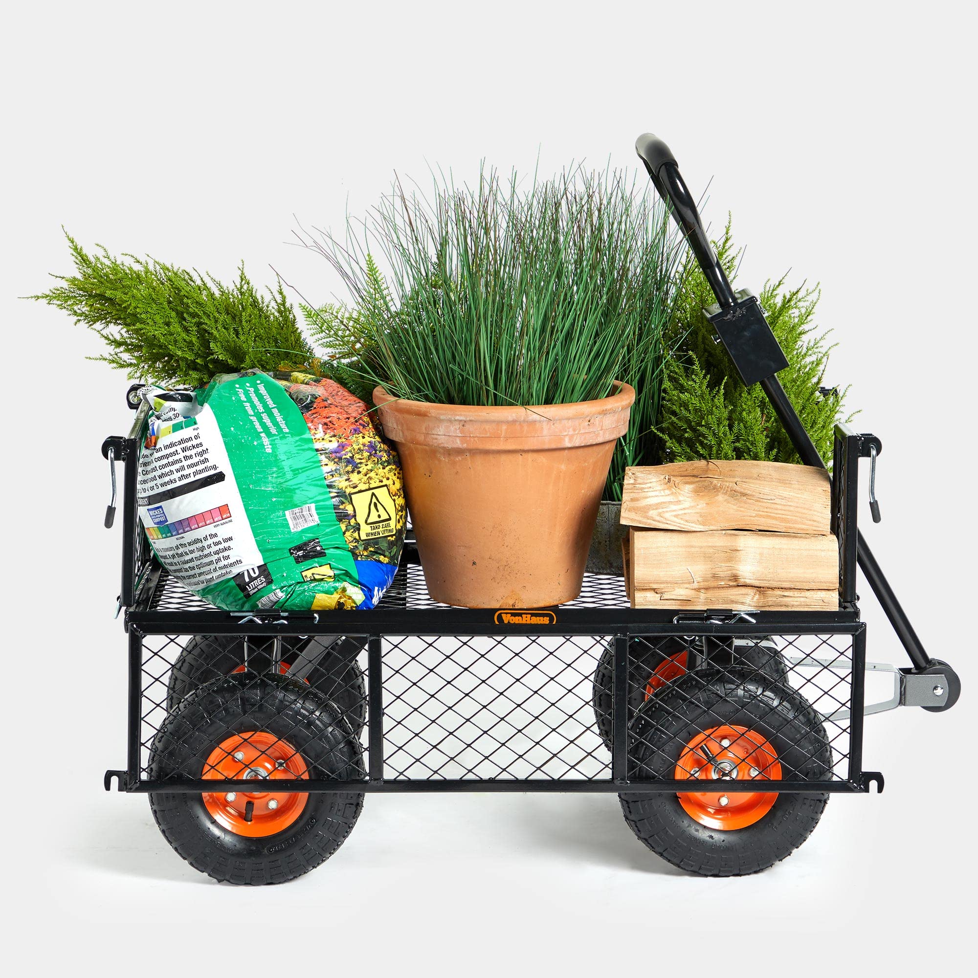 VonHaus Carrello da Giardino 350kg Ruote Pneumatiche
