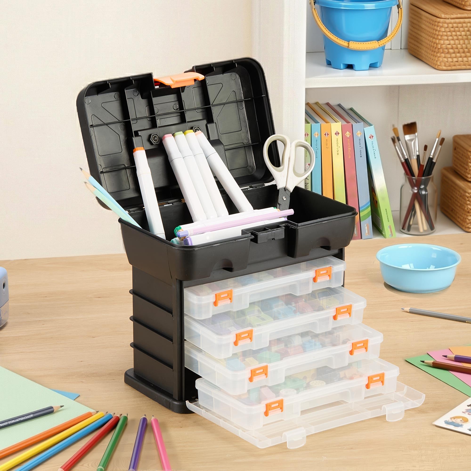 VonHaus Cassetta Attrezzi 4 Cassetti Divisori Portatile