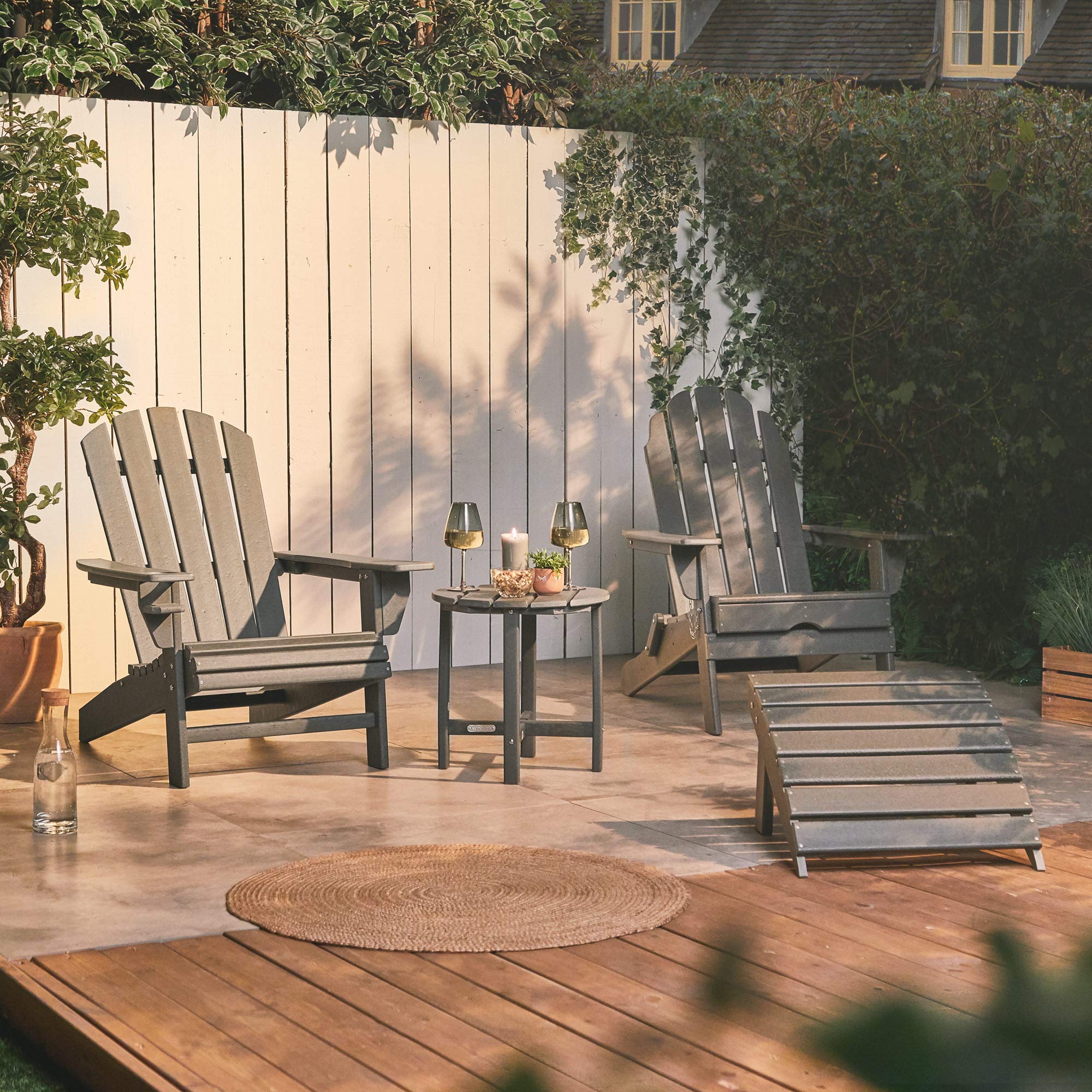 VonHaus Adirondack Set 2 Sedie Pieghevoli Grigio Plastica Riciclata