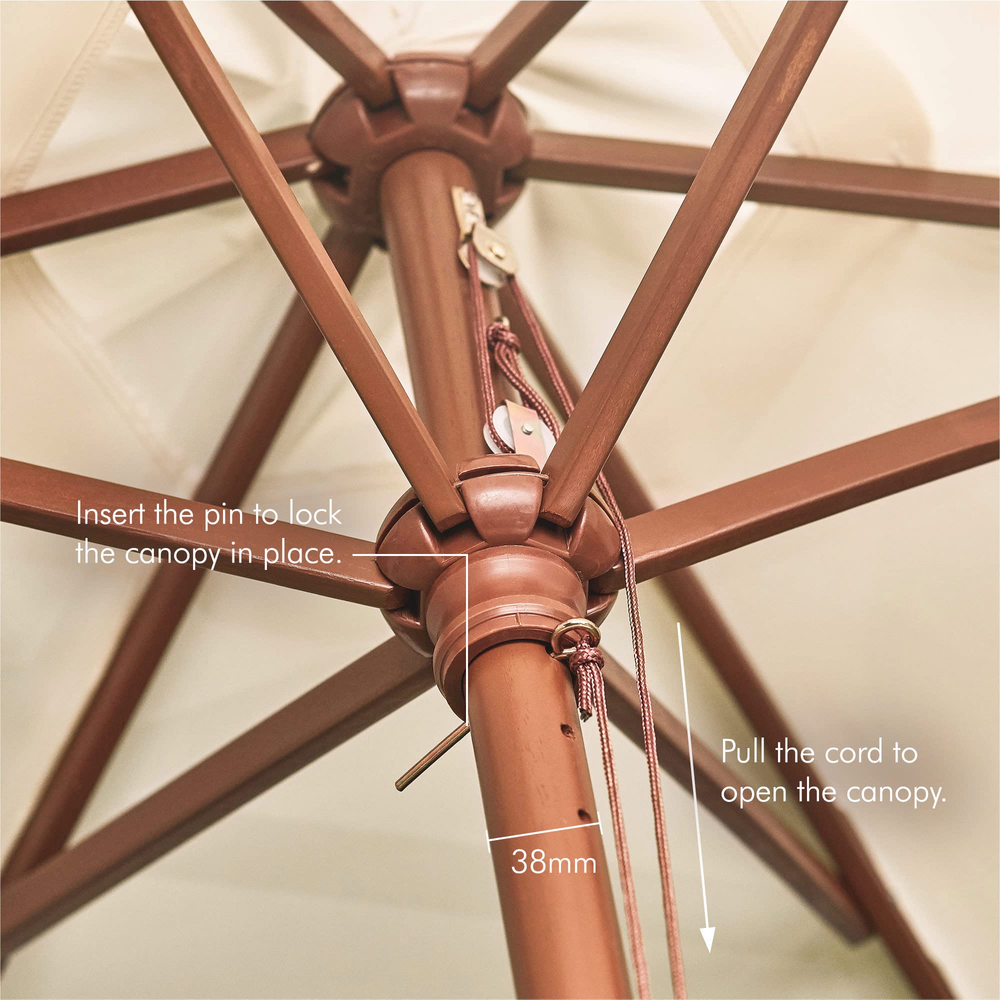 VonHaus ombrellone legno esterno 2 m da giardino