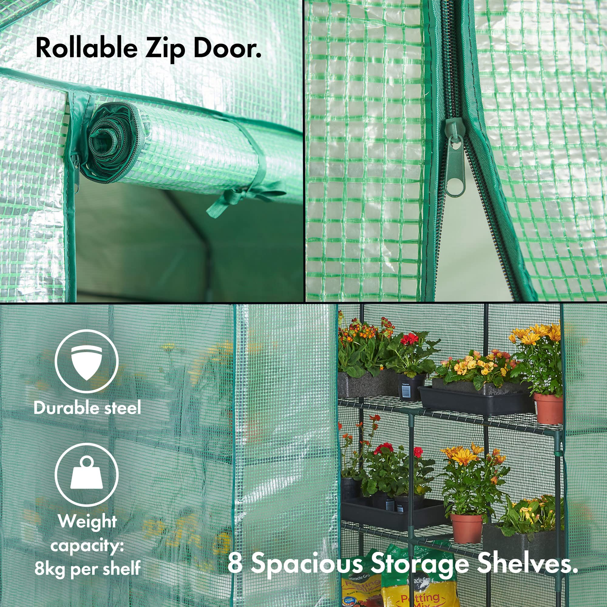 VonHaus Serra Compatta 193x143 cm 8 Ripiani PVC da Giardino