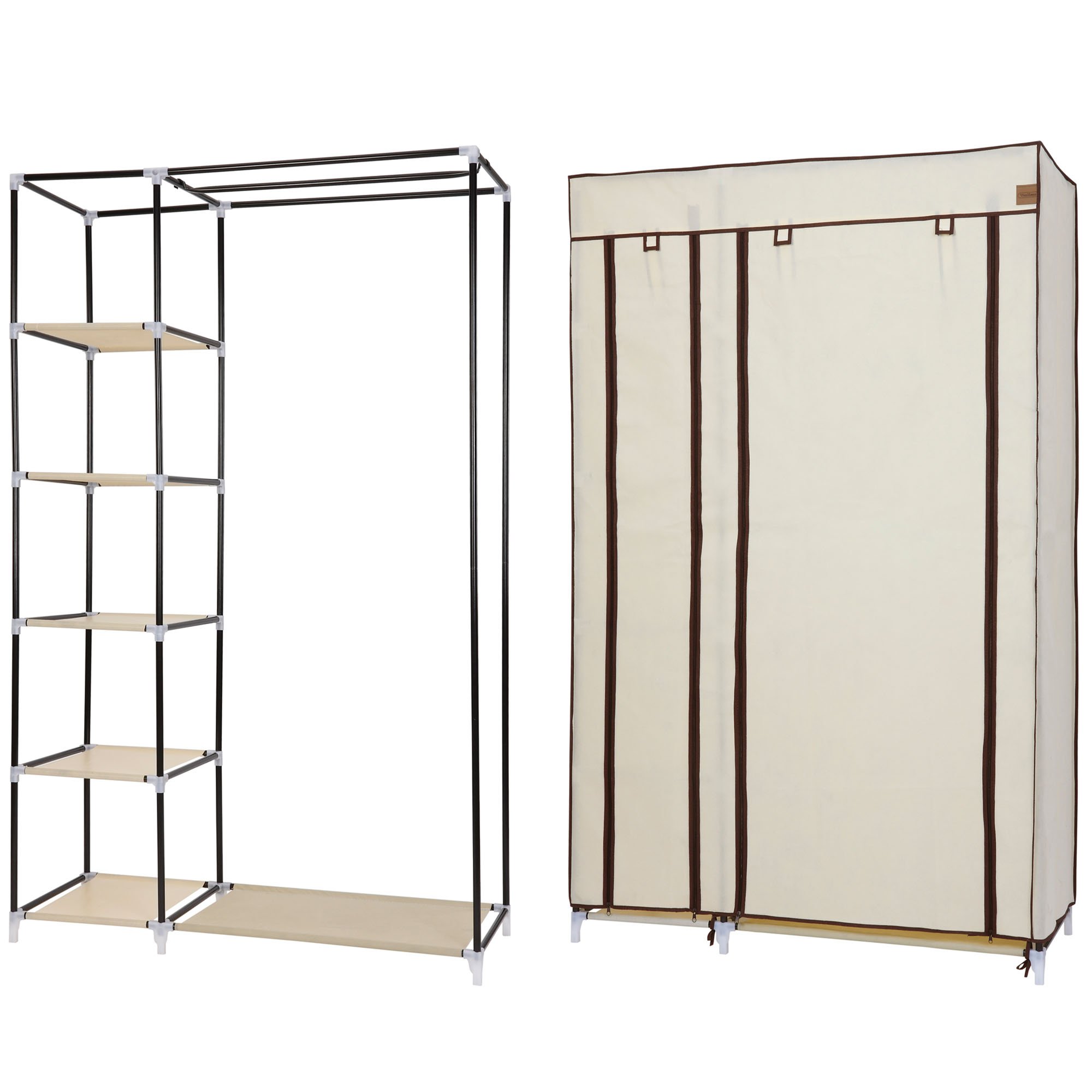 Vonhaus Armadio Tela Beige 110x45x175 cm
