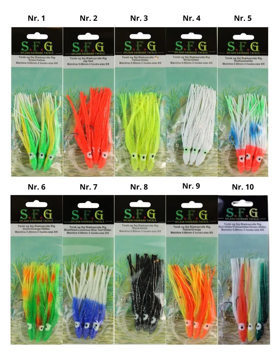 SFG Blæksprutte Rig Terminale Pesca 3 Ami 8/0