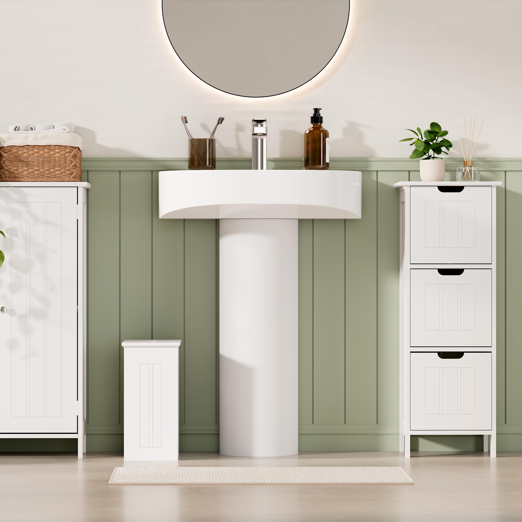VonHaus Slim Mobile Bagno Bianco 30x17x35 cm Coloniale