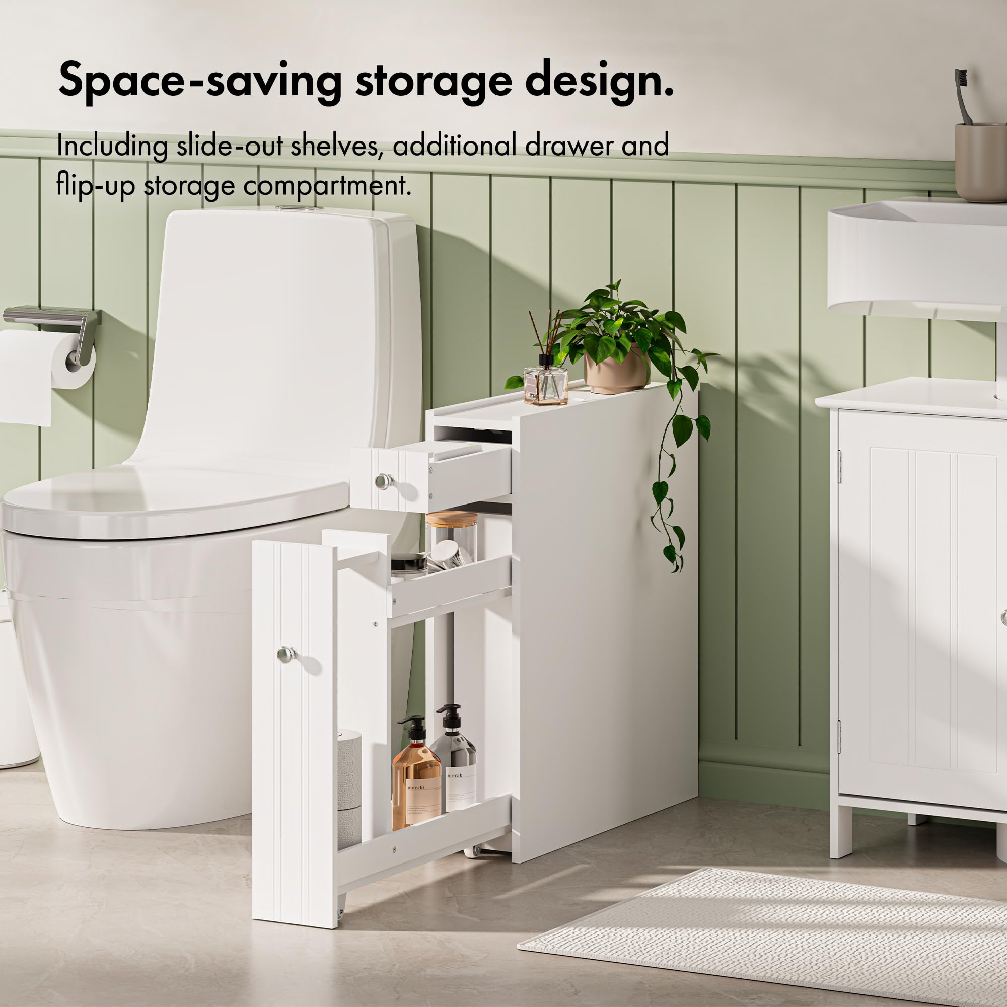 VonHaus Armadietto Bagno Slim Bianco 50x14,2x58 cm