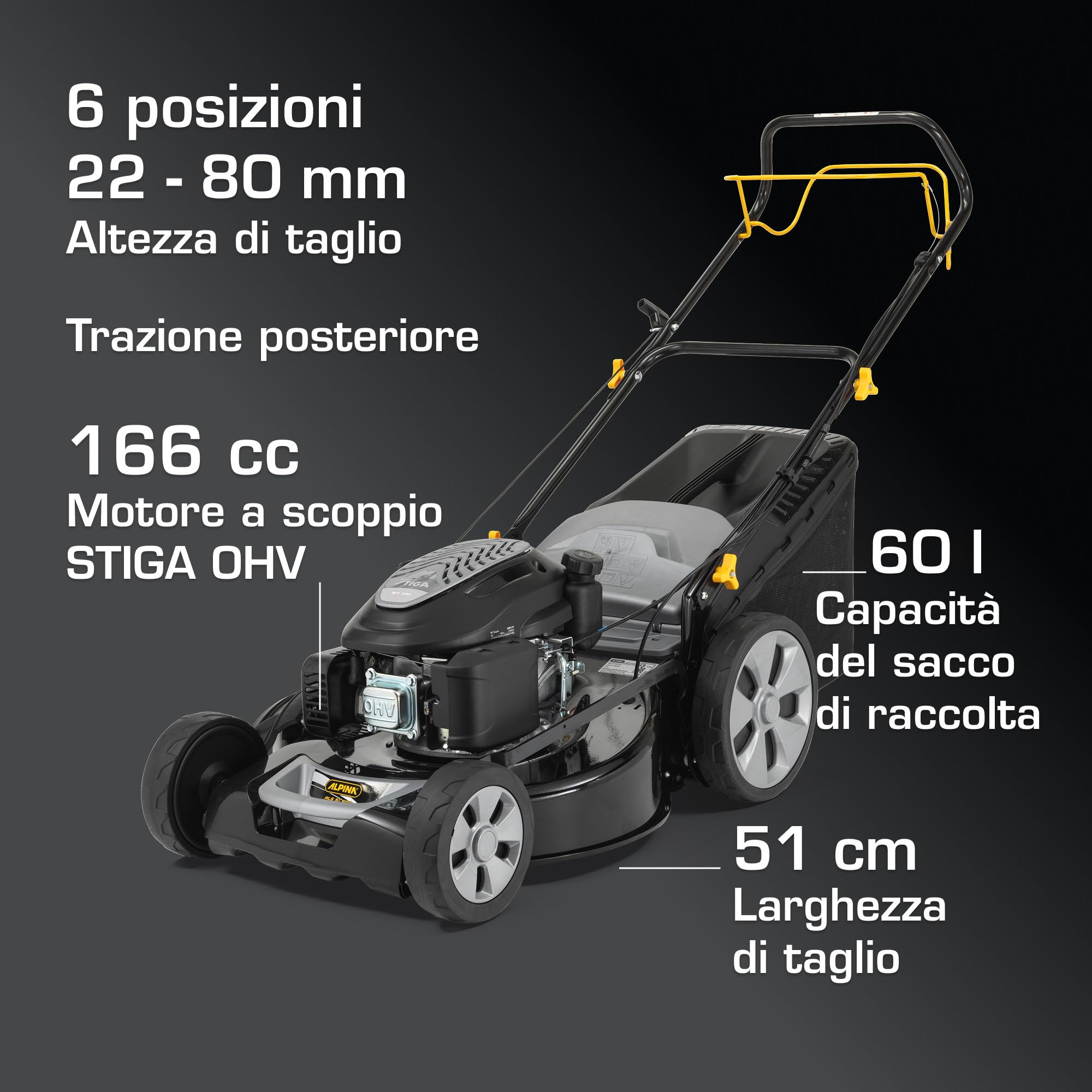 Alpina AL5 51 SAQ tagliaerba a scoppio 51cm 170cc a trazione