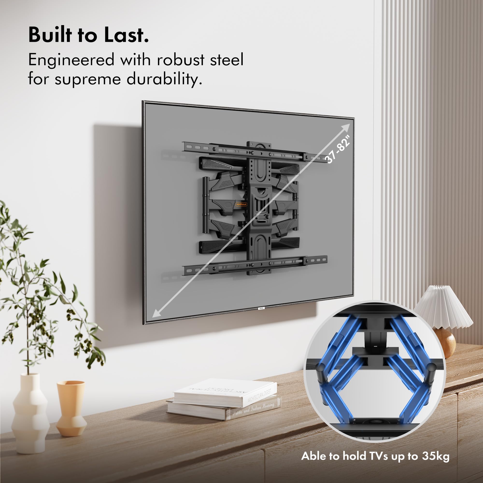 VonHaus Staffa TV Parete 37-70" VESA 600x400 Inclinabile 45 kg