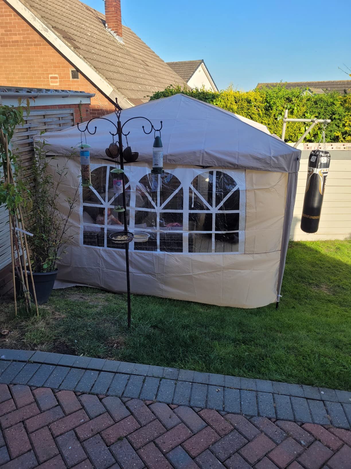 VonHaus Gazebo Pieghevole 3x3 m Crema con 4 Pareti