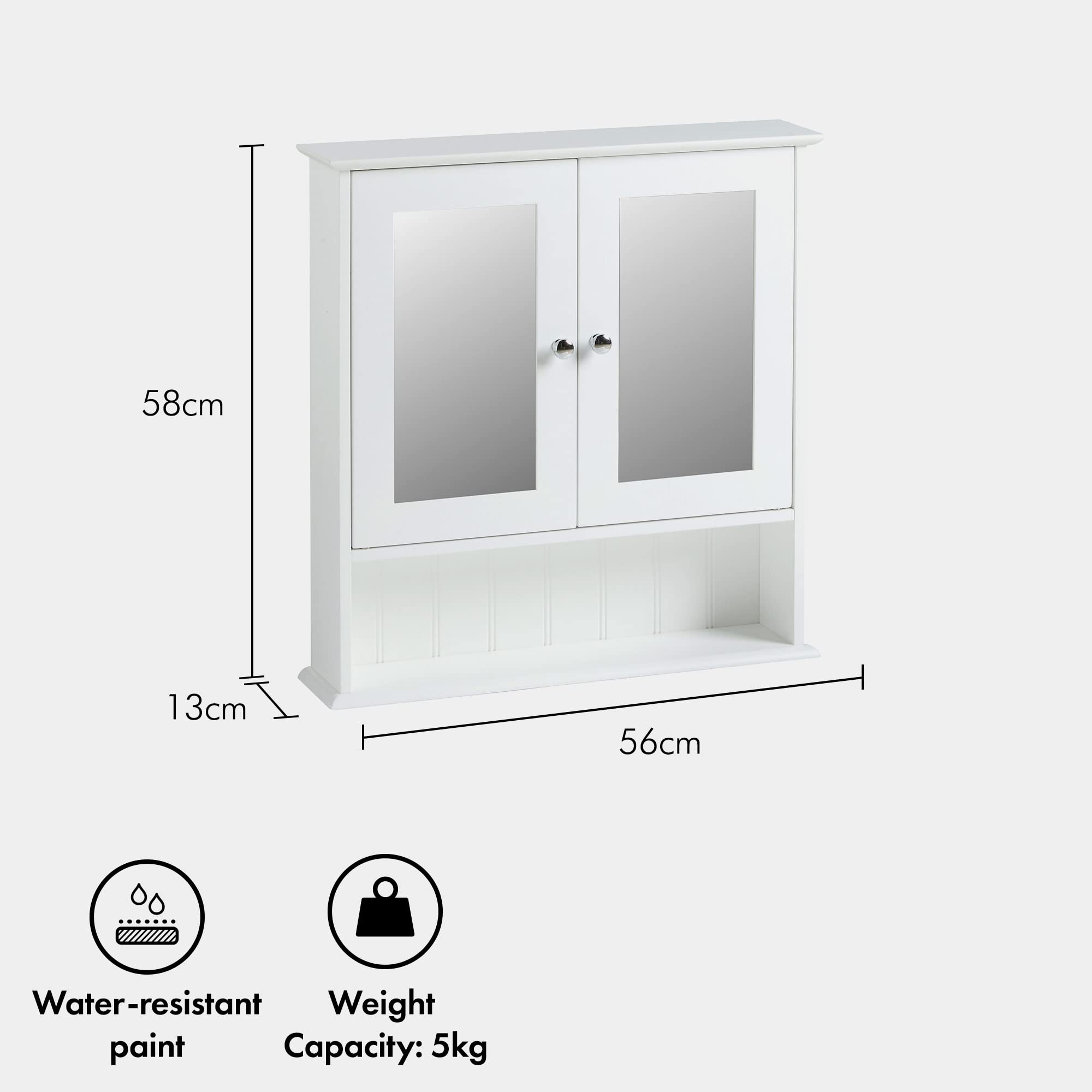 VonHaus Armadietto Bagno con Specchio 56 cm